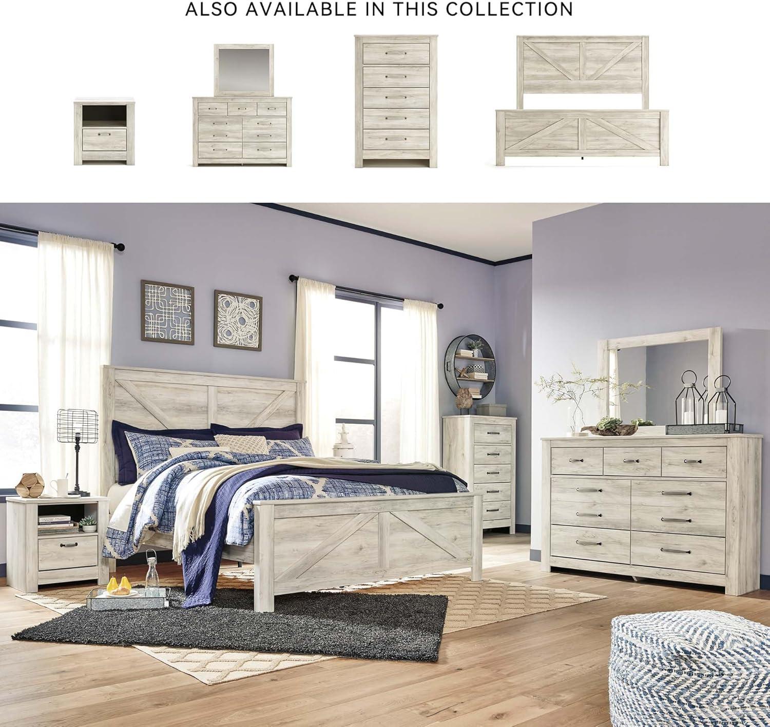 imageSignature Design by Ashley Bellaby Vintage SmoothGliding 7Drawer Dresser and Mirror with Safety Stop WhitewashWhitewash