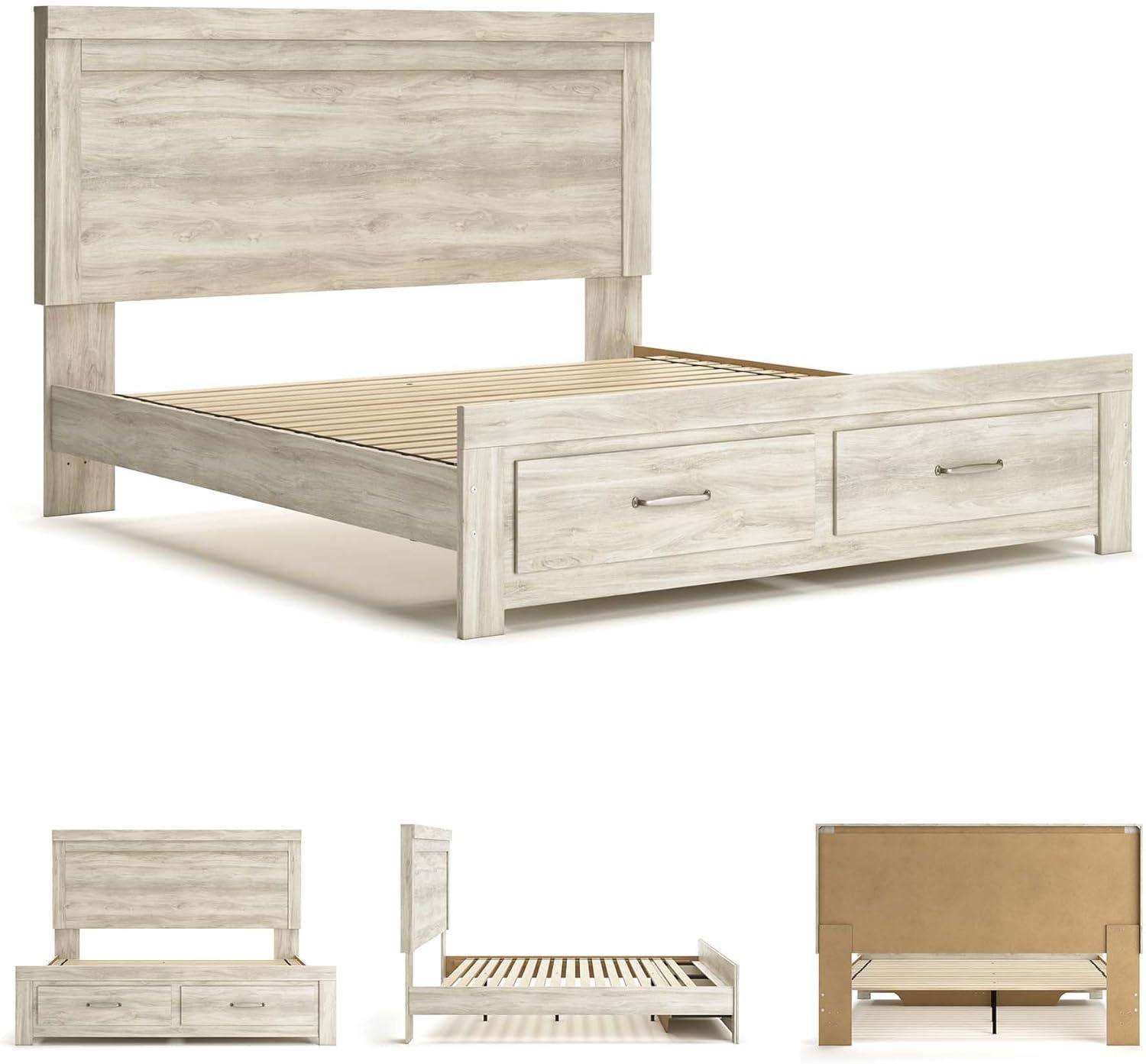 imageSignature Design by Ashley Bellaby Vintage SmoothGliding 7Drawer Dresser and Mirror with Safety Stop WhitewashWhitewash