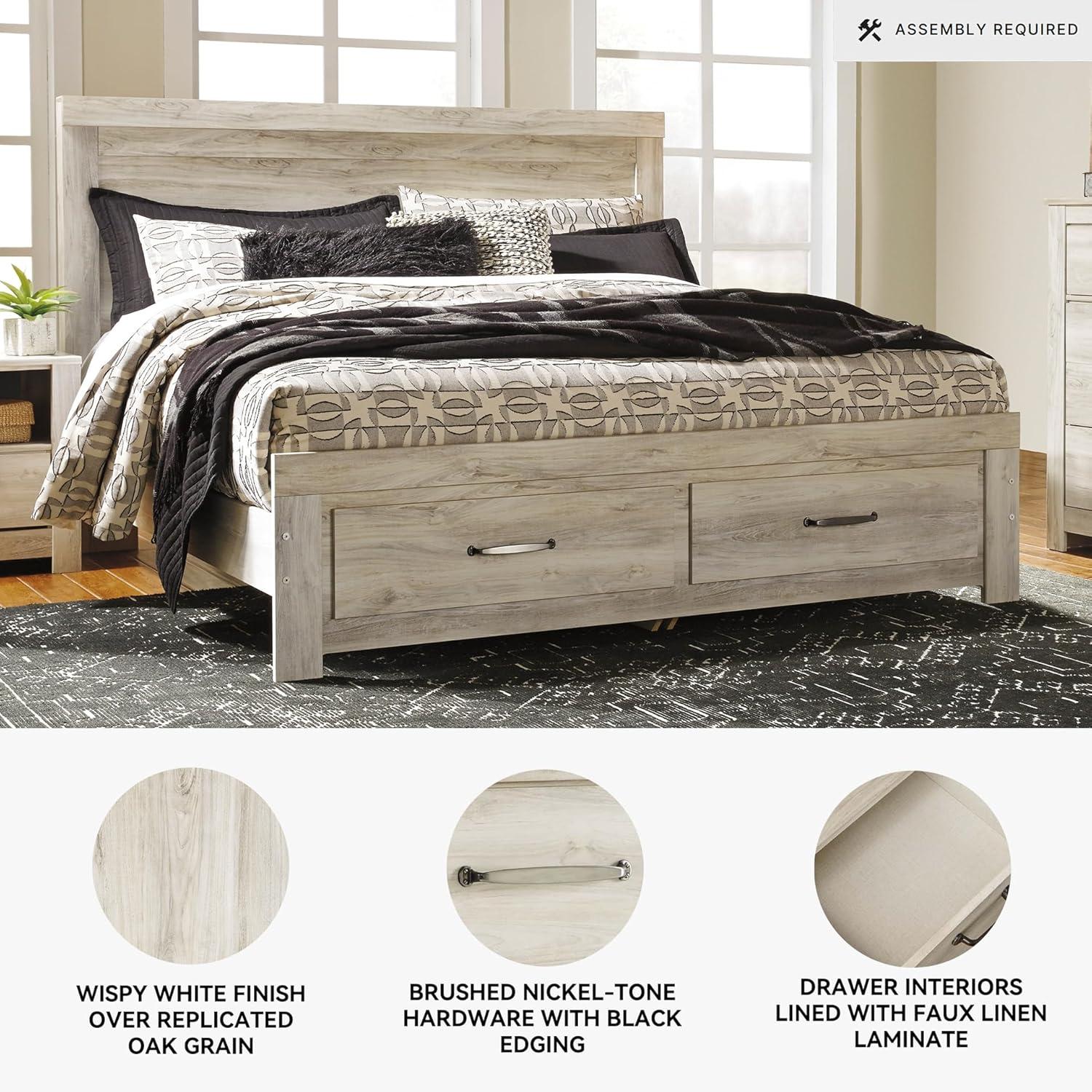 imageSignature Design by Ashley Bellaby Vintage SmoothGliding 7Drawer Dresser and Mirror with Safety Stop WhitewashWhitewash