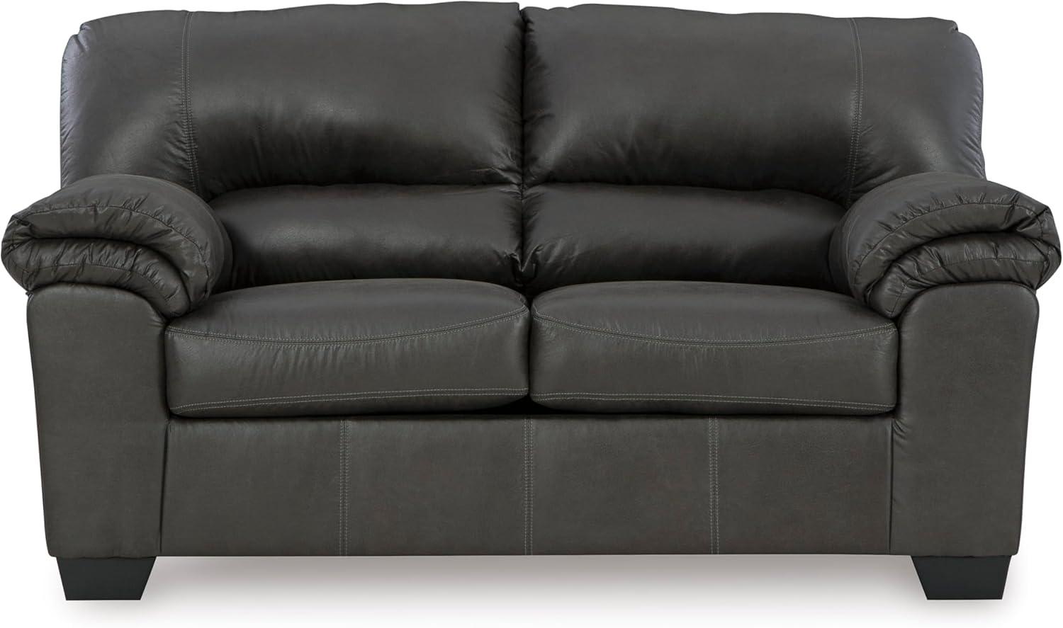 imageSignature Design by Ashley Bladen Faux Leather Loveseat Gray