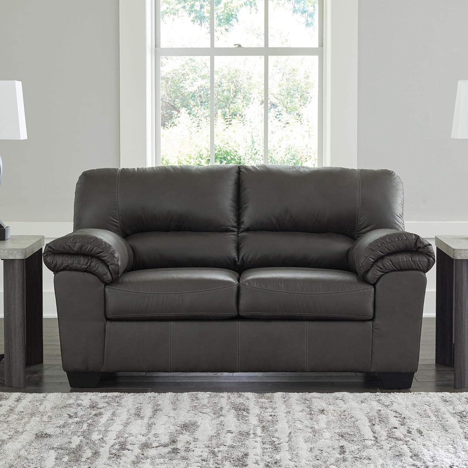 imageSignature Design by Ashley Bladen Faux Leather Loveseat Gray