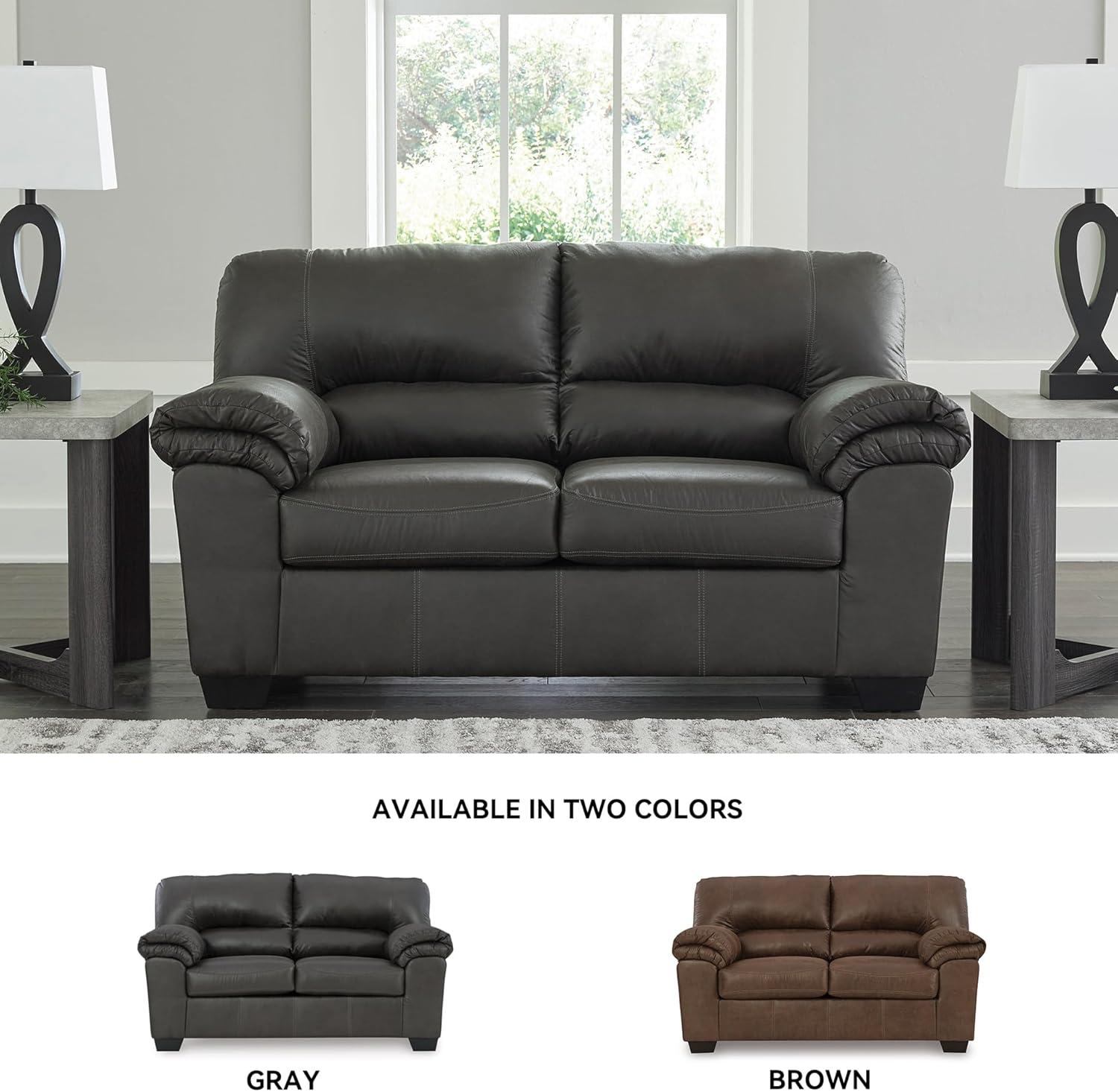 imageSignature Design by Ashley Bladen Faux Leather Loveseat Gray