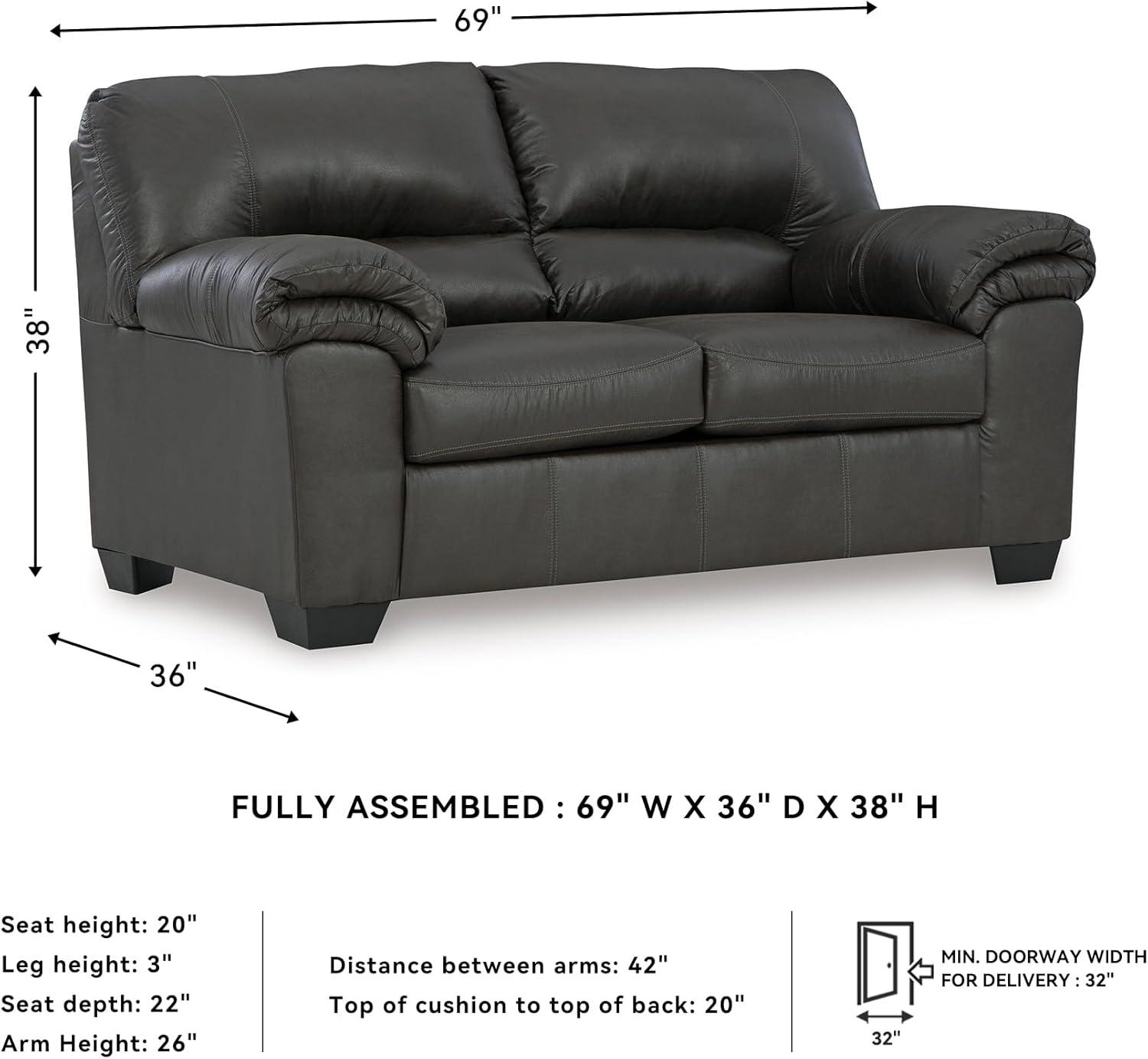 imageSignature Design by Ashley Bladen Faux Leather Loveseat Gray