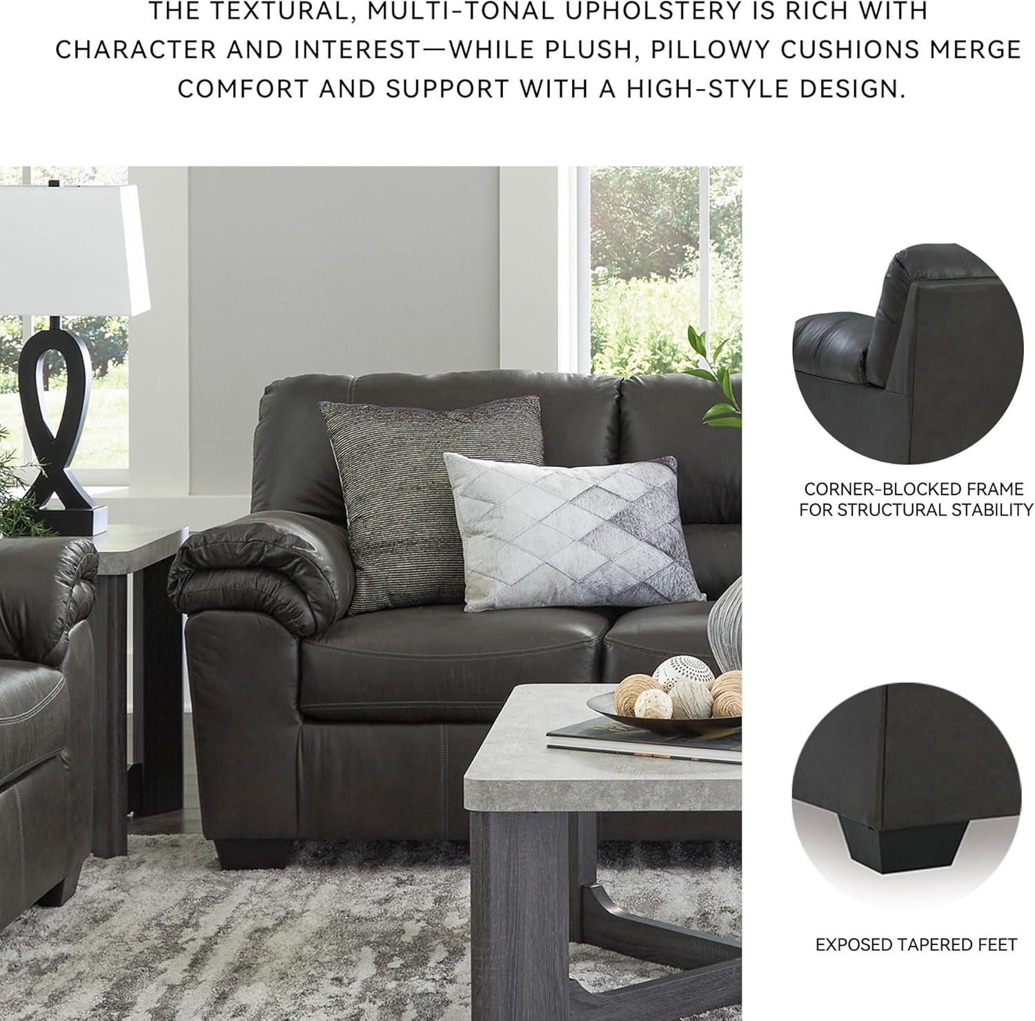 imageSignature Design by Ashley Bladen Faux Leather Loveseat Gray