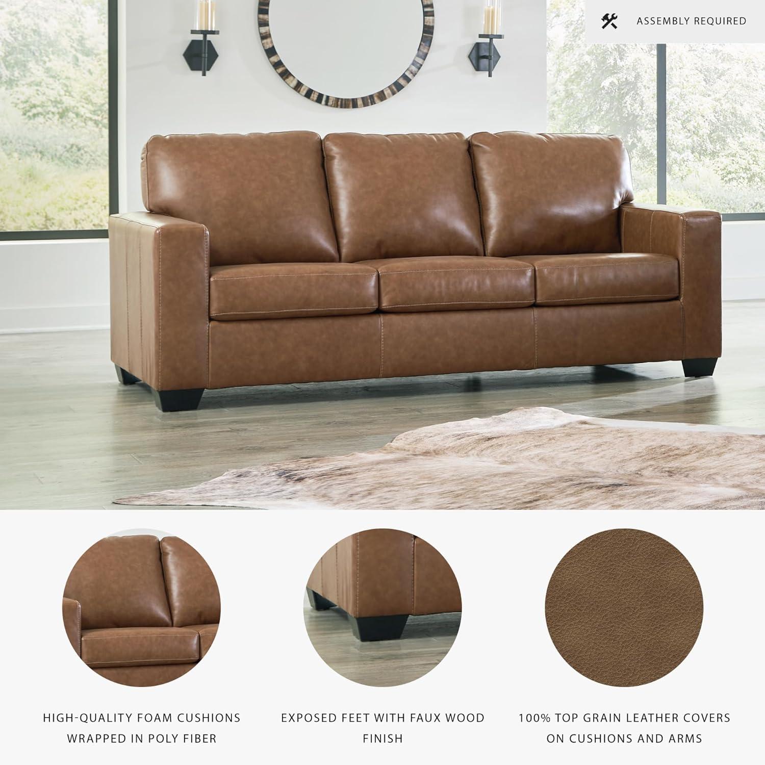 imageSignature Design by Ashley Bolsena Contemporary Leather Match Sofa Dark BrownDark Brown