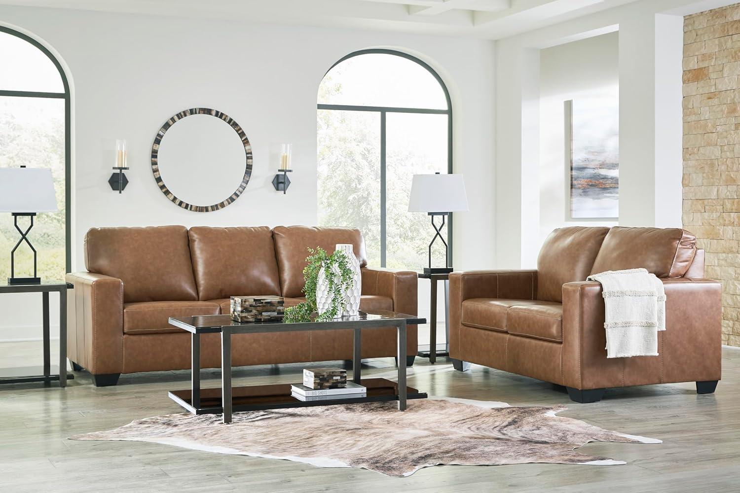 imageSignature Design by Ashley Bolsena Contemporary Leather Match Sofa Dark BrownDark Brown