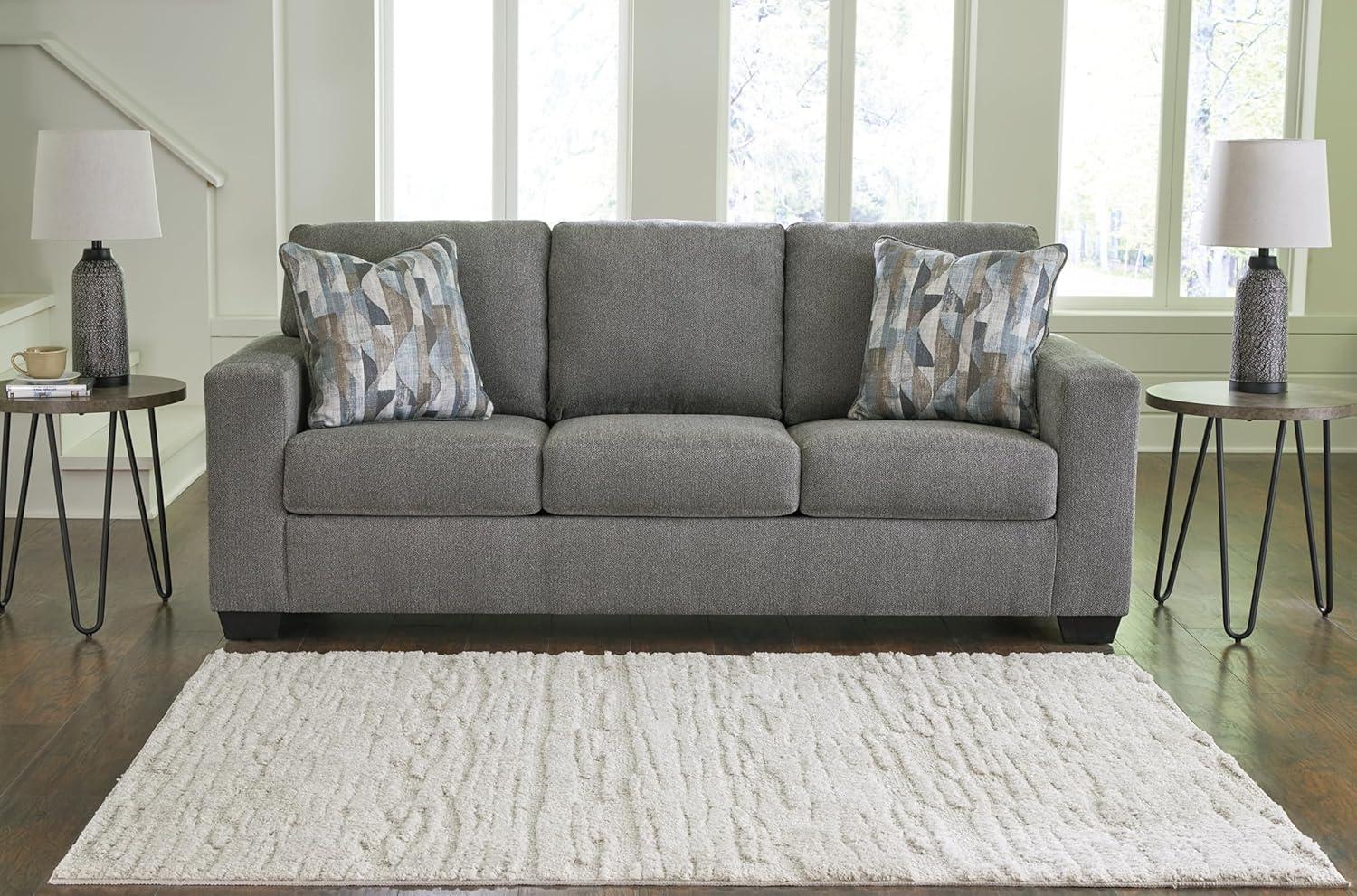 imageSignature Design by Ashley Bolsena Contemporary Leather Match Sofa Dark BrownDark Gray