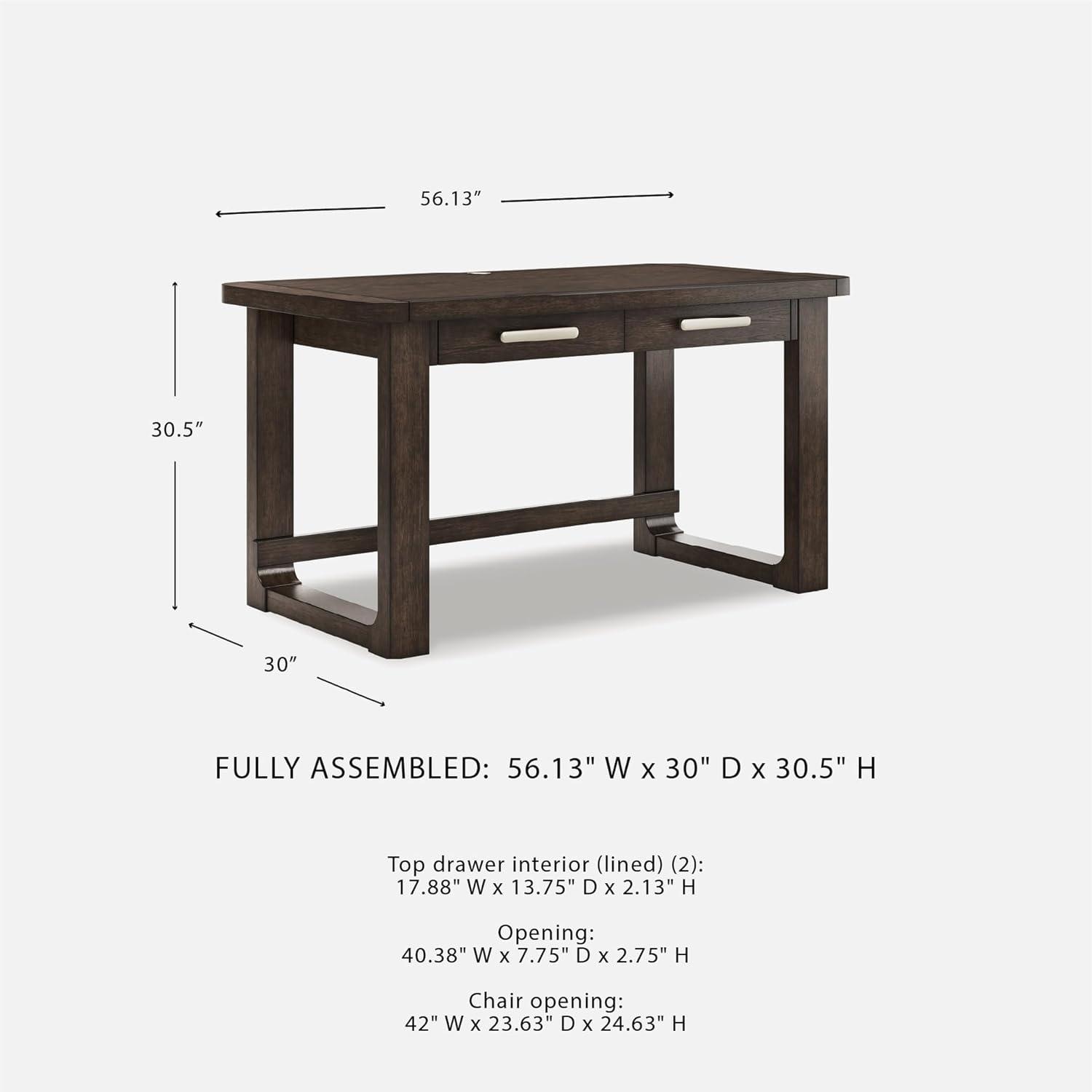 imageSignature Design by Ashley Breckington Contemporary 56quot Home Office Computer Desk with 2 Drawers and Wire Management Dark BrownBrown