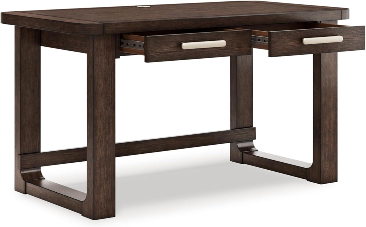 imageSignature Design by Ashley Breckington Contemporary 56quot Home Office Computer Desk with 2 Drawers and Wire Management Dark BrownBrown