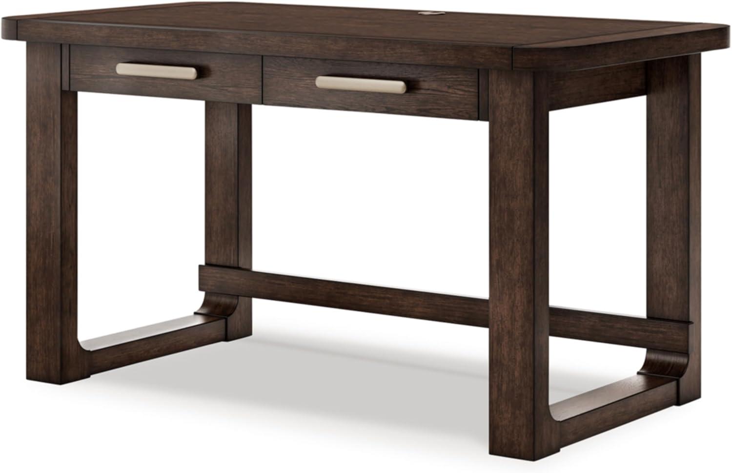 imageSignature Design by Ashley Breckington Contemporary 56quot Home Office Computer Desk with 2 Drawers and Wire Management Dark BrownBrown