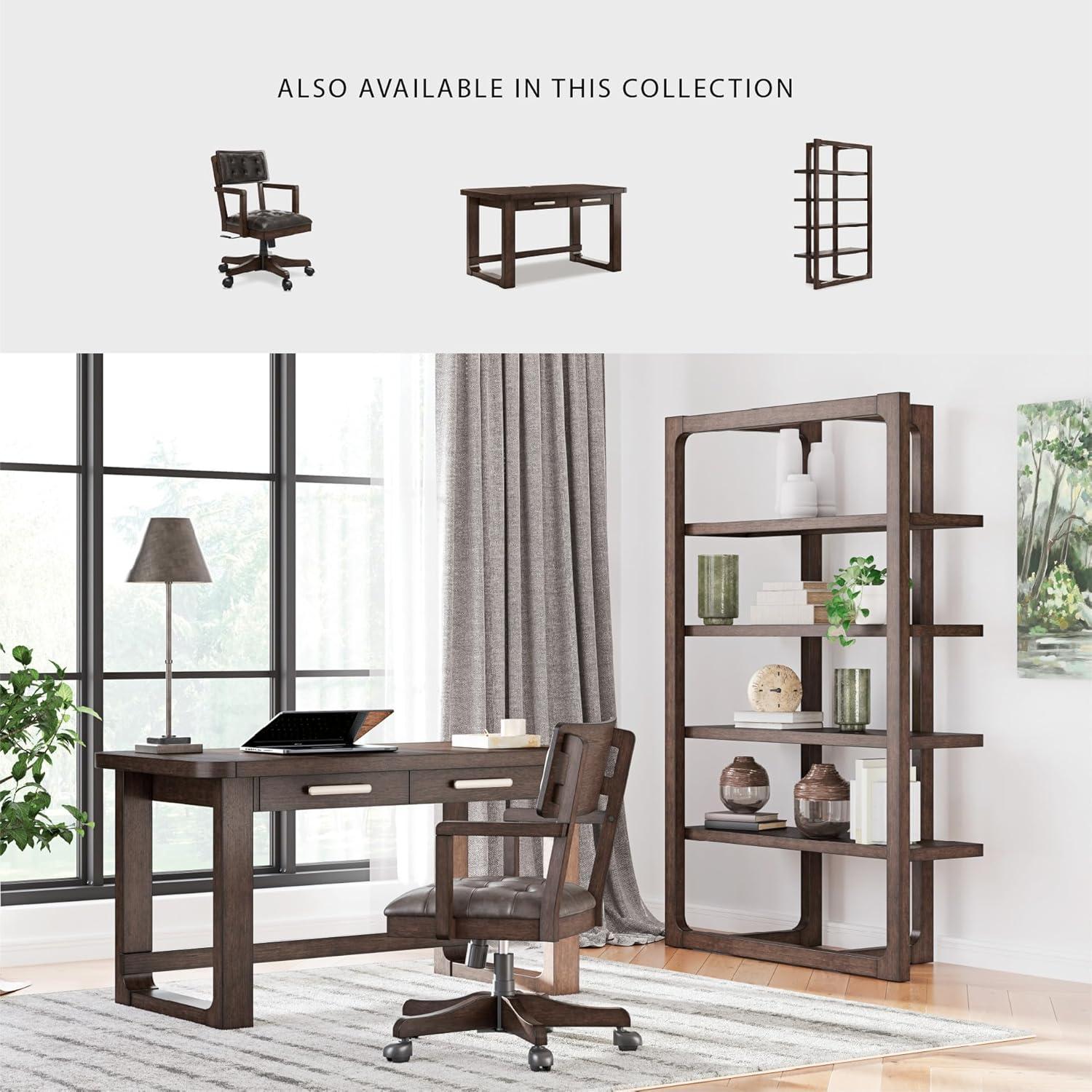 imageSignature Design by Ashley Breckington Contemporary 56quot Home Office Computer Desk with 2 Drawers and Wire Management Dark BrownBrown