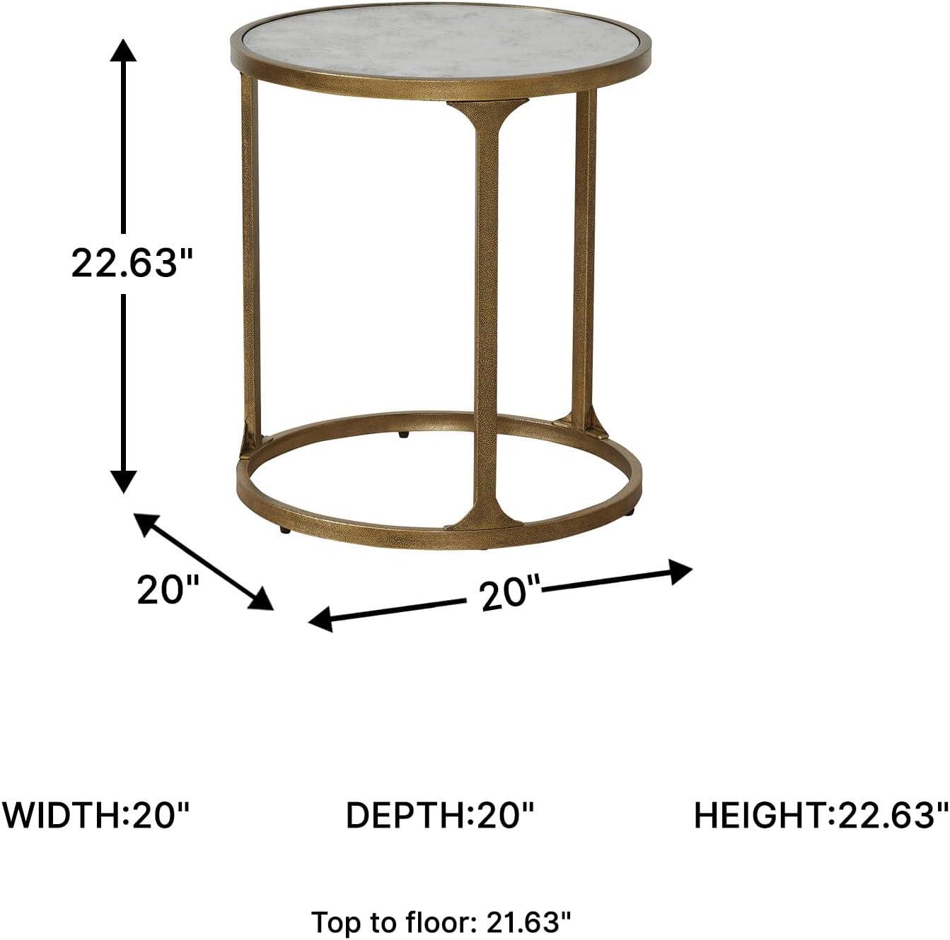 imageSignature Design by Ashley Breckington Contemporary End Table with Lower Shelf Dark BrownAntique Gold