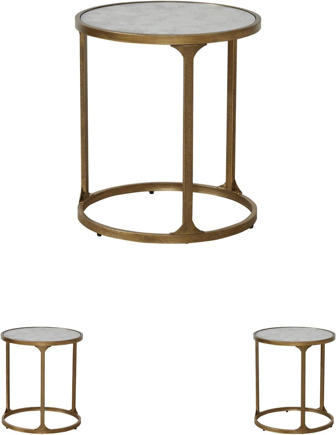 imageSignature Design by Ashley Breckington Contemporary End Table with Lower Shelf Dark BrownAntique Gold