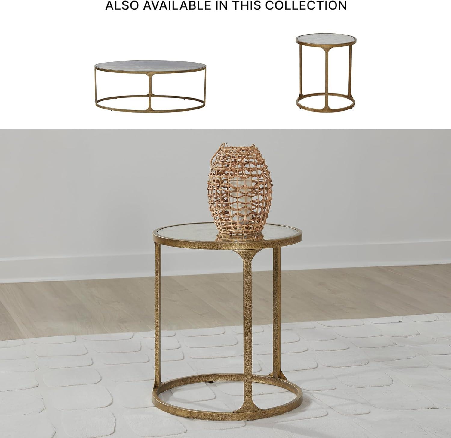 imageSignature Design by Ashley Breckington Contemporary End Table with Lower Shelf Dark BrownAntique Gold