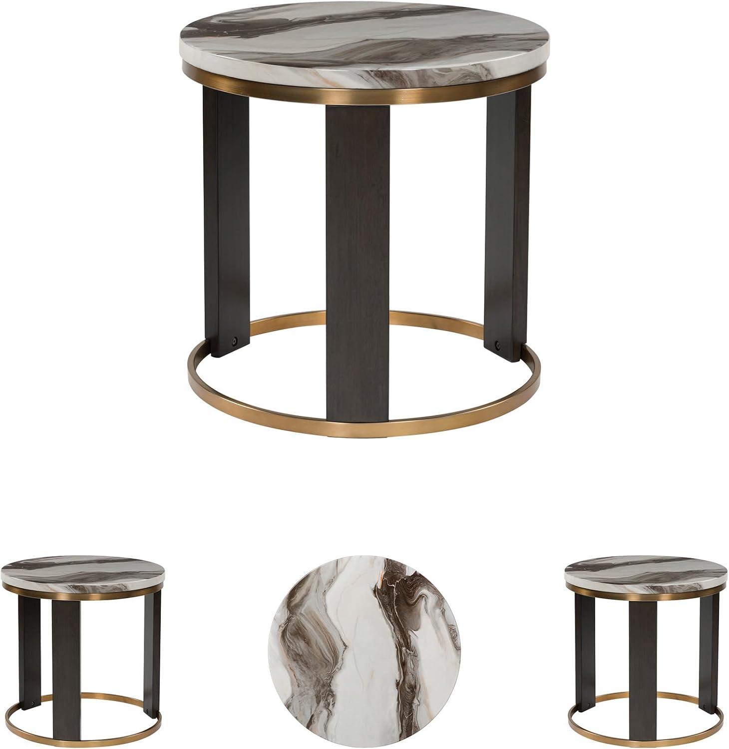 imageSignature Design by Ashley Breckington Contemporary End Table with Lower Shelf Dark BrownBrownBrass Finish