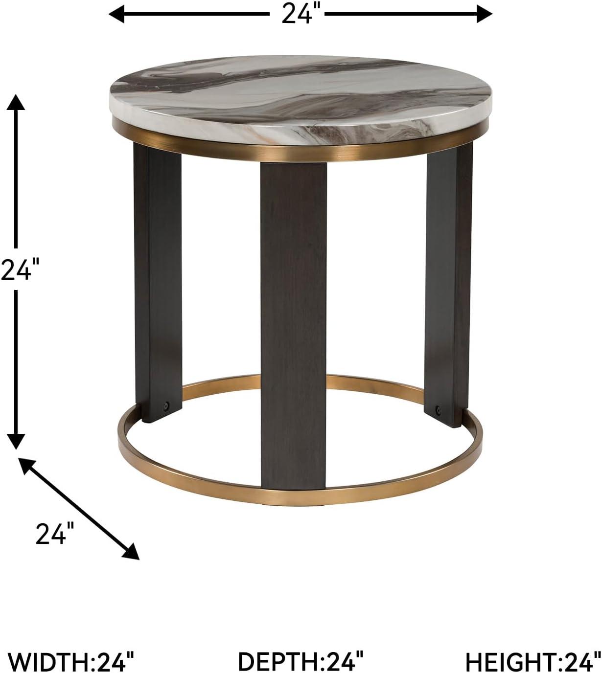 imageSignature Design by Ashley Breckington Contemporary End Table with Lower Shelf Dark BrownBrownBrass Finish