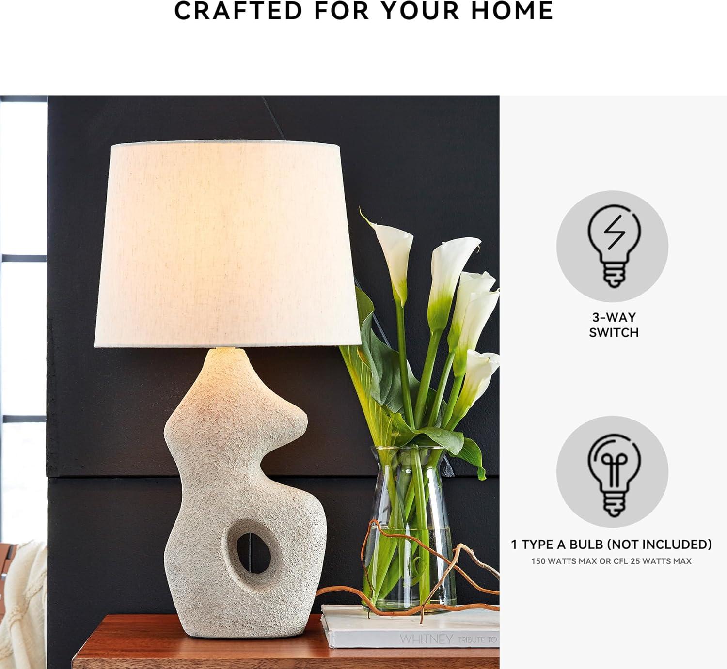 imageSignature Design by Ashley Chadrich Contemporary Paper Composite Table Lamp Set with 3Way Switch Set of 2 Beige