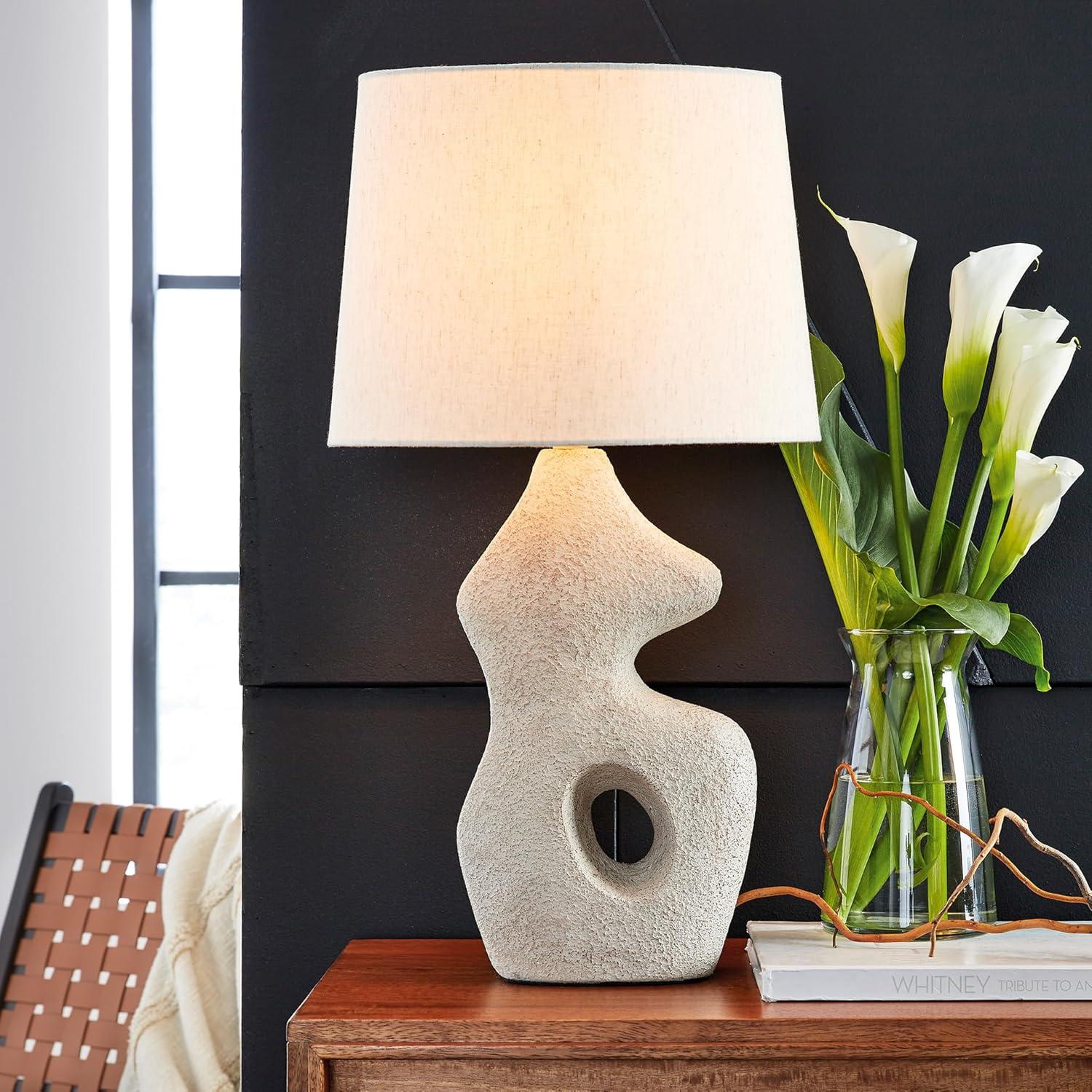imageSignature Design by Ashley Chadrich Contemporary Paper Composite Table Lamp Set with 3Way Switch Set of 2 Beige