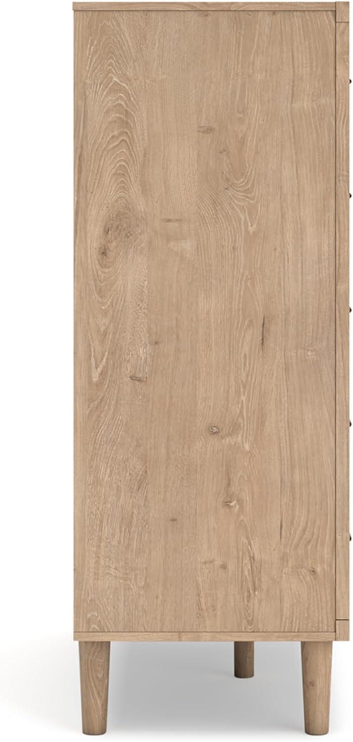 imageSignature Design by Ashley Cielden Coastal 6Drawer Dresser BronzeTone Knobs Safety Stop Textured Cane Details 6201quot W x 1965quot D x 3567quot H Light BrownLight Brown