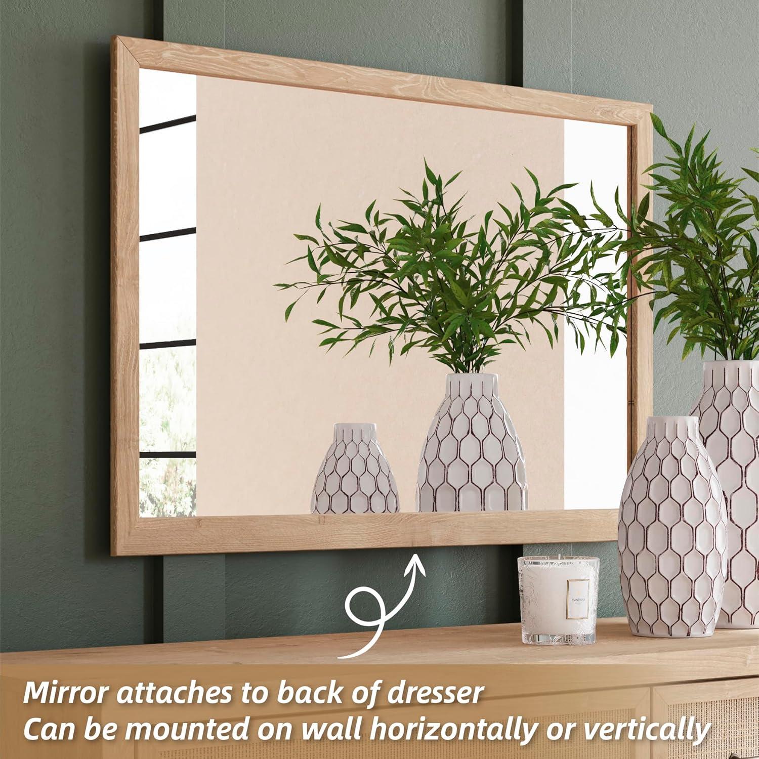 imageSignature Design by Ashley Cielden Coastal 6Drawer Dresser BronzeTone Knobs Safety Stop Textured Cane Details 6201quot W x 1965quot D x 3567quot H Light BrownLight Brown