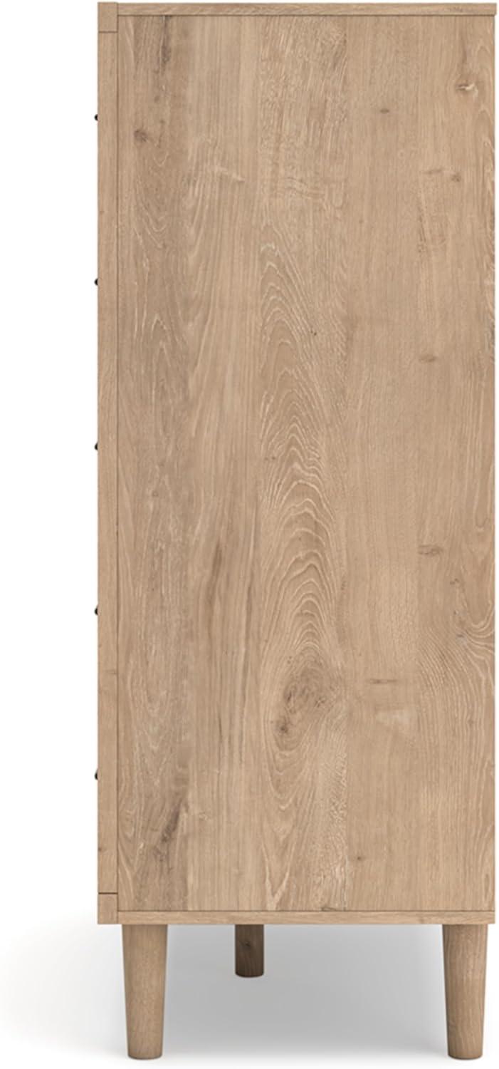 imageSignature Design by Ashley Cielden Coastal 6Drawer Dresser BronzeTone Knobs Safety Stop Textured Cane Details 6201quot W x 1965quot D x 3567quot H Light BrownLight Brown