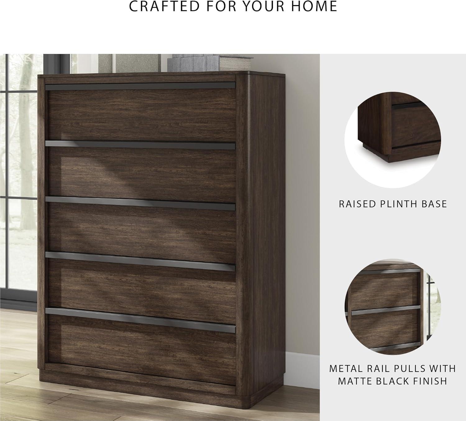 imageSignature Design by Ashley Cielden Coastal 6Drawer Dresser BronzeTone Knobs Safety Stop Textured Cane Details 6201quot W x 1965quot D x 3567quot H Light BrownBrown
