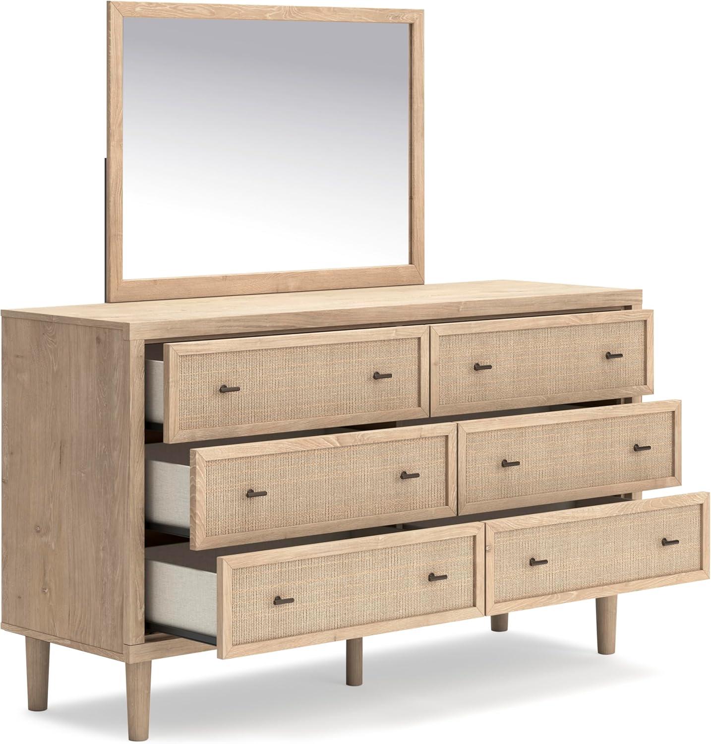 imageSignature Design by Ashley Cielden Coastal 6Drawer Dresser BronzeTone Knobs Safety Stop Textured Cane Details 6201quot W x 1965quot D x 3567quot H Light BrownLight Brown