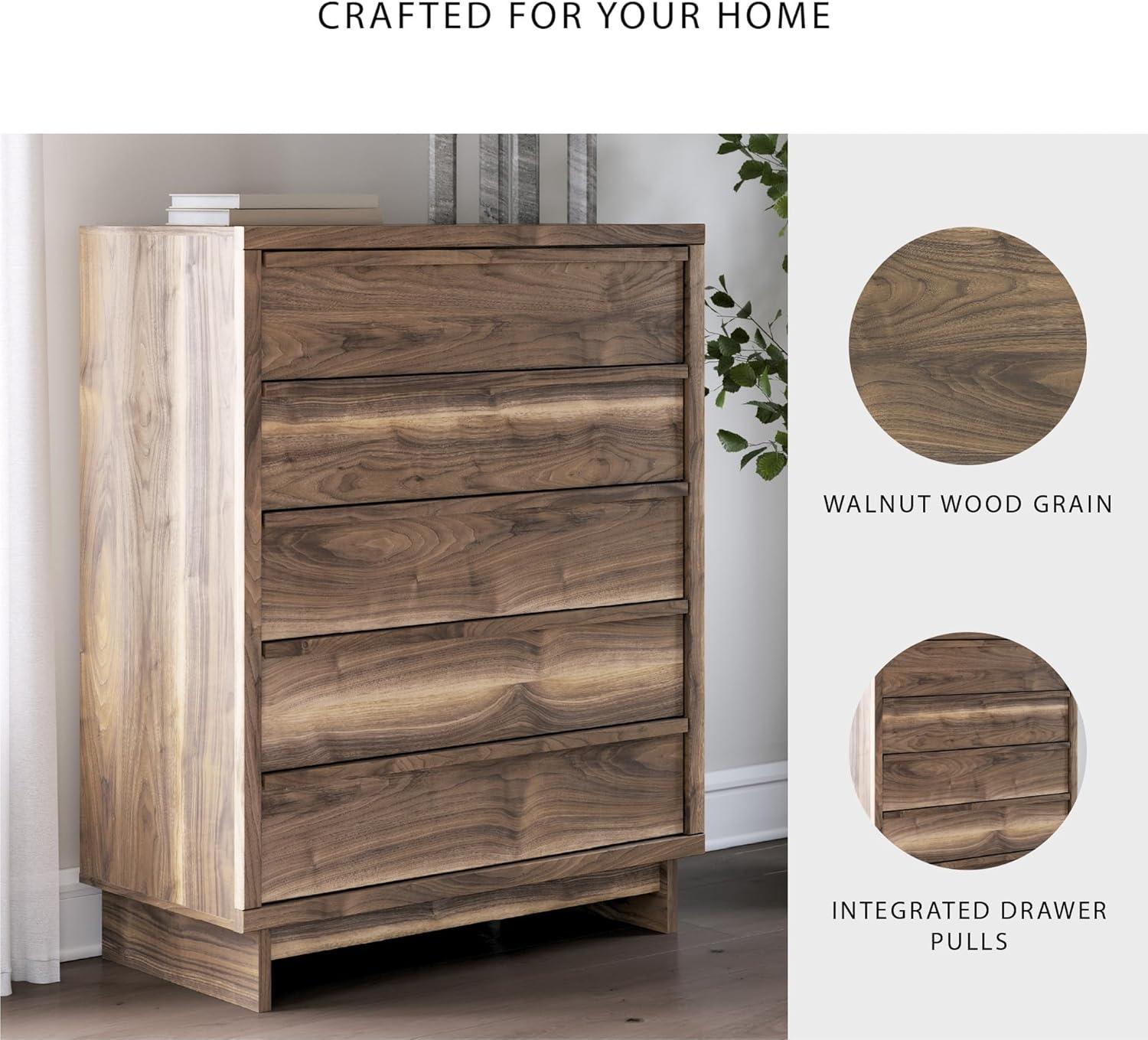 imageSignature Design by Ashley Cielden Coastal 6Drawer Dresser BronzeTone Knobs Safety Stop Textured Cane Details 6201quot W x 1965quot D x 3567quot H Light BrownRustic Brown