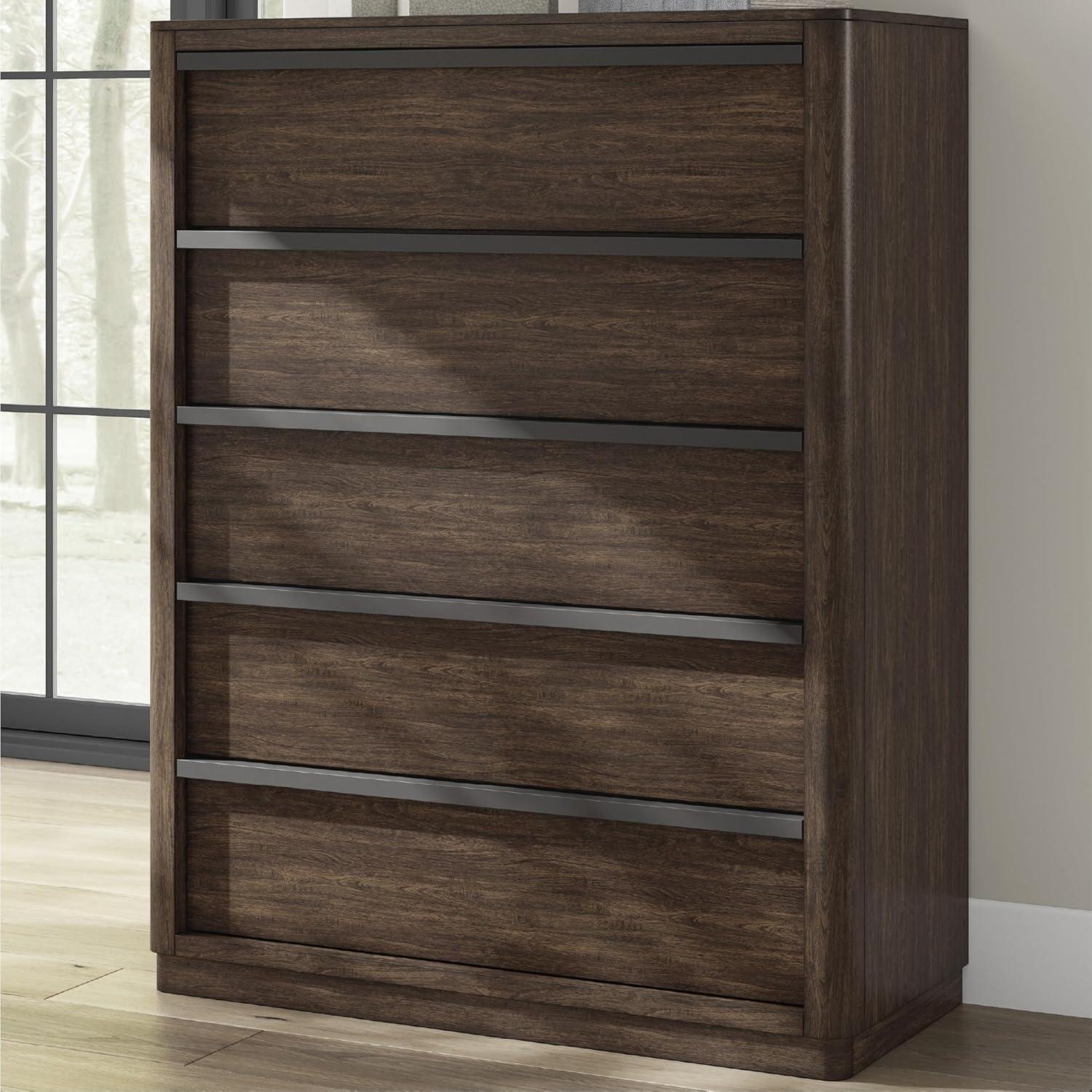 imageSignature Design by Ashley Cielden Coastal 6Drawer Dresser BronzeTone Knobs Safety Stop Textured Cane Details 6201quot W x 1965quot D x 3567quot H Light BrownBrown