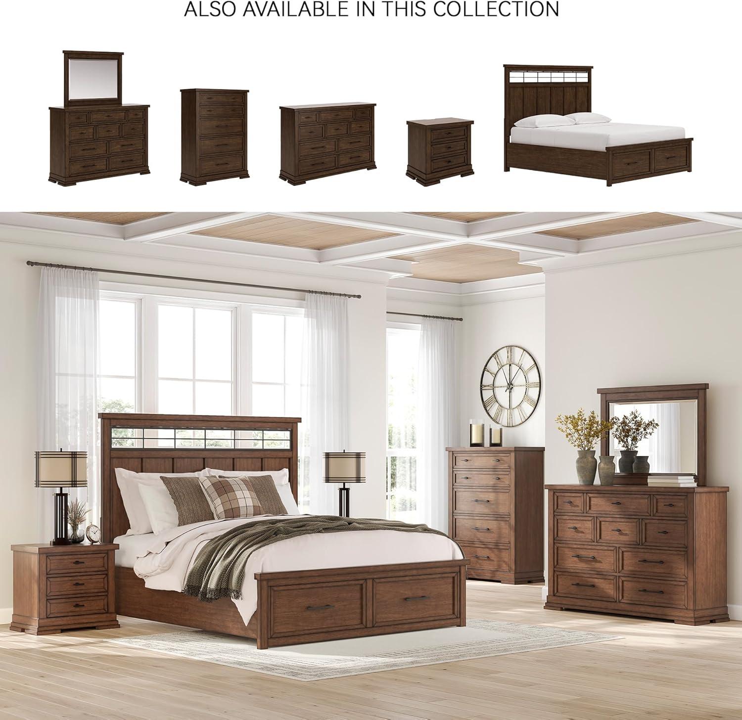 imageSignature Design by Ashley Cielden Coastal 6Drawer Dresser BronzeTone Knobs Safety Stop Textured Cane Details 6201quot W x 1965quot D x 3567quot H Light BrownMedium Brown