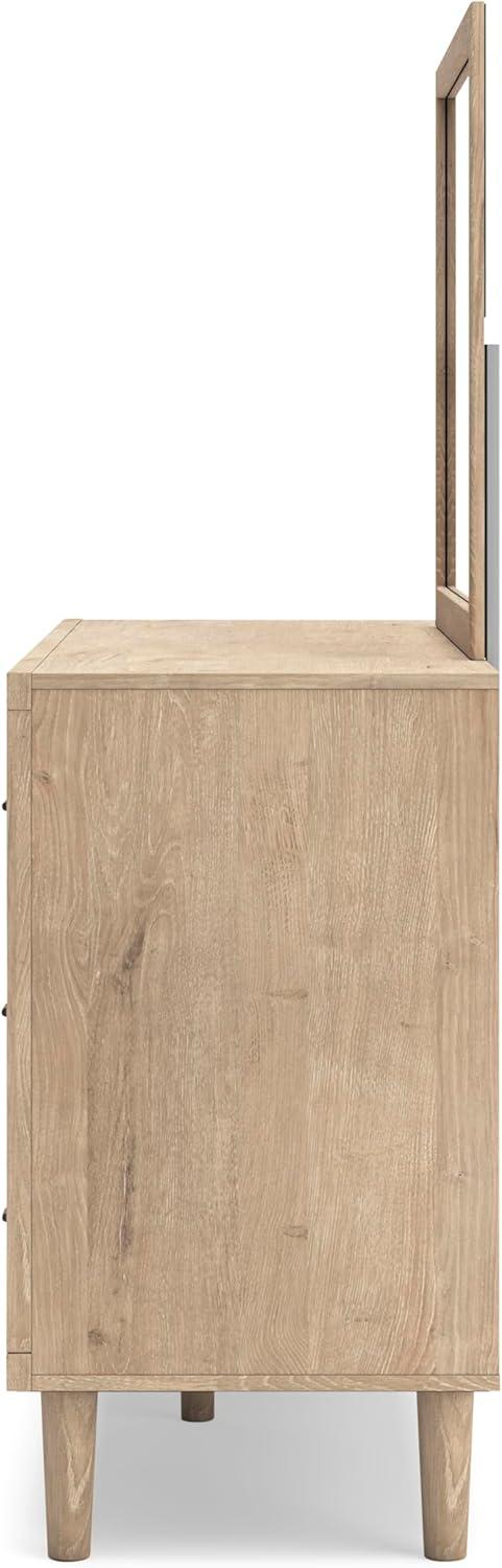 imageSignature Design by Ashley Cielden Coastal 6Drawer Dresser BronzeTone Knobs Safety Stop Textured Cane Details 6201quot W x 1965quot D x 3567quot H Light BrownLight Brown