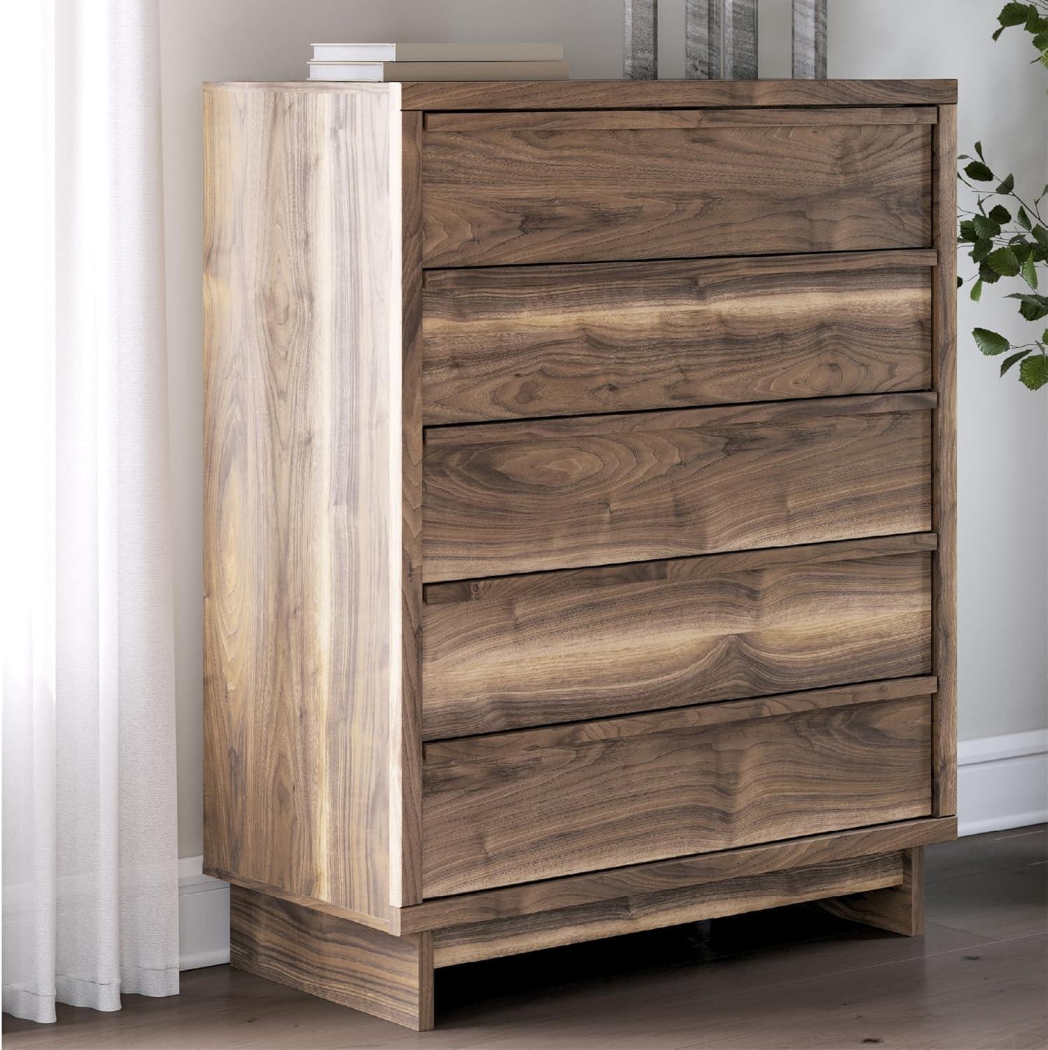 imageSignature Design by Ashley Cielden Coastal 6Drawer Dresser BronzeTone Knobs Safety Stop Textured Cane Details 6201quot W x 1965quot D x 3567quot H Light BrownRustic Brown
