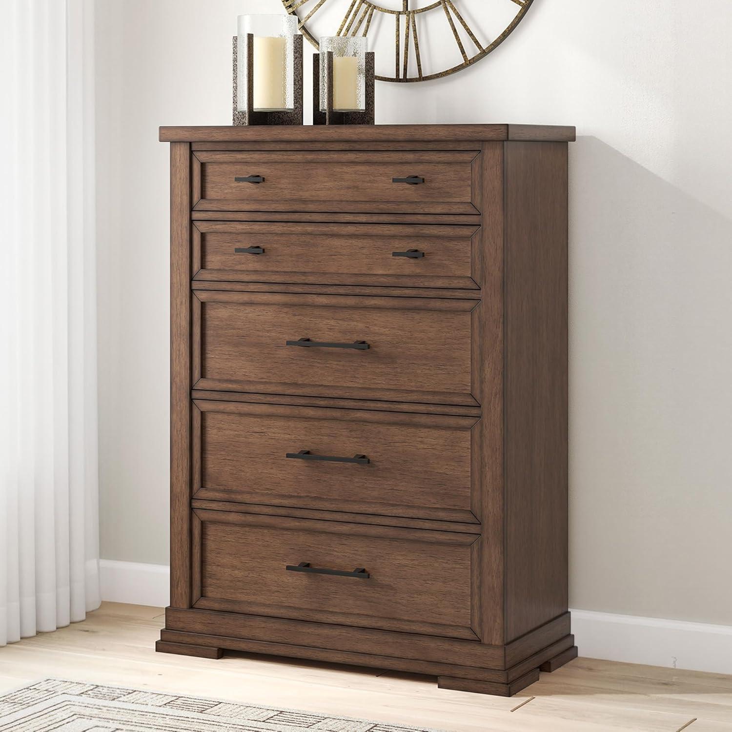 imageSignature Design by Ashley Cielden Coastal 6Drawer Dresser BronzeTone Knobs Safety Stop Textured Cane Details 6201quot W x 1965quot D x 3567quot H Light BrownMedium Brown