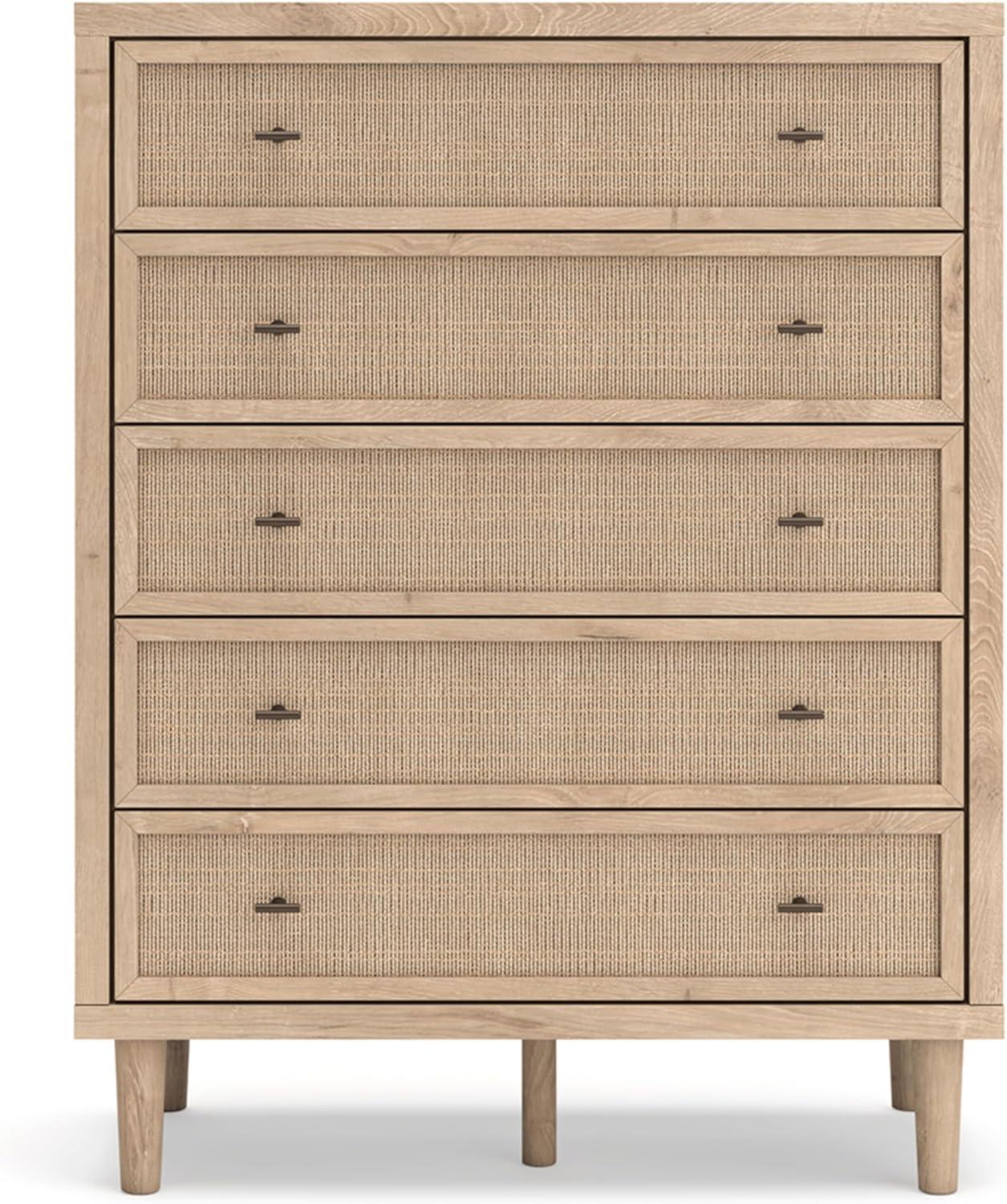 imageSignature Design by Ashley Cielden Coastal 6Drawer Dresser BronzeTone Knobs Safety Stop Textured Cane Details 6201quot W x 1965quot D x 3567quot H Light BrownLight Brown