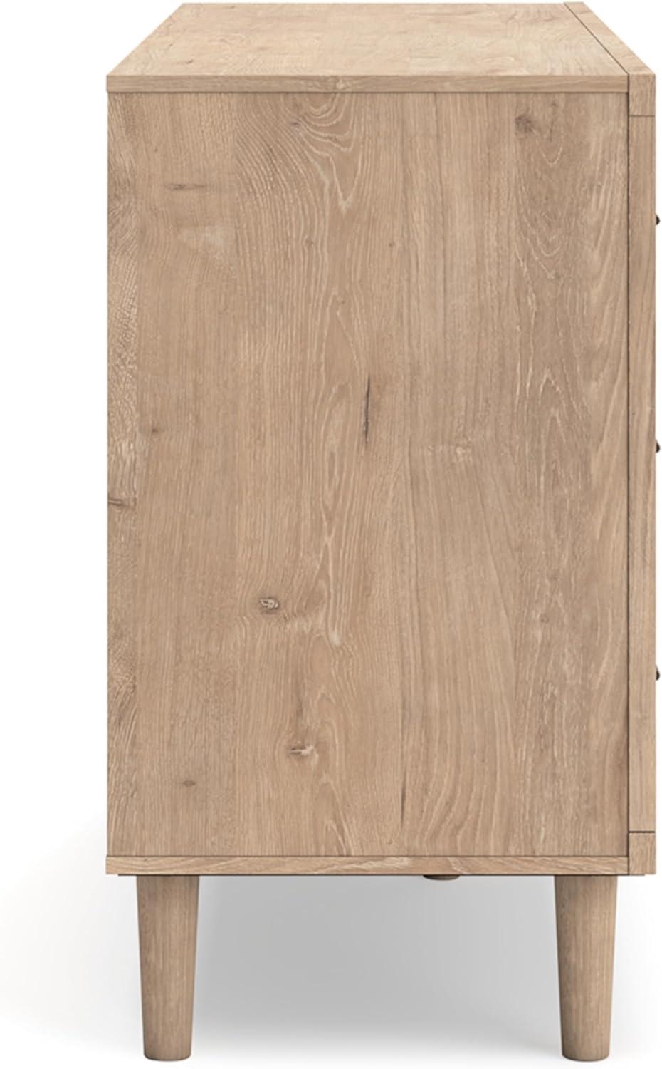 imageSignature Design by Ashley Cielden Coastal 6Drawer Dresser BronzeTone Knobs Safety Stop Textured Cane Details 6201quot W x 1965quot D x 3567quot H Light BrownLight Brown