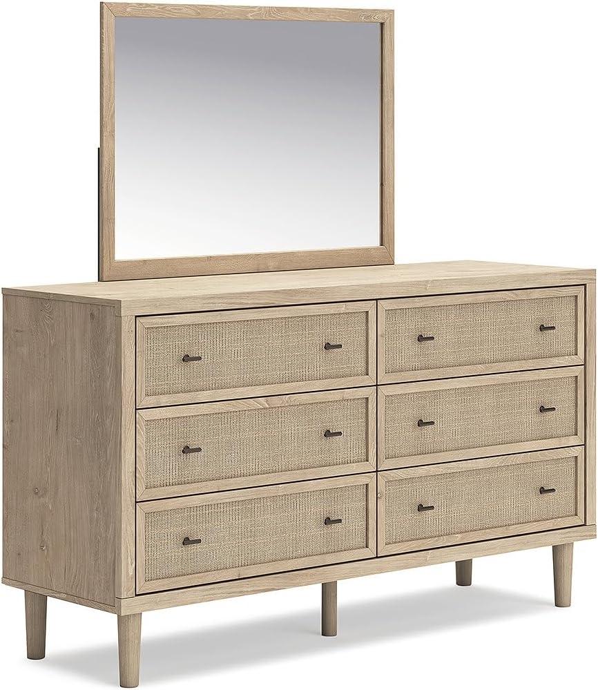 imageSignature Design by Ashley Cielden Coastal 6Drawer Dresser BronzeTone Knobs Safety Stop Textured Cane Details 6201quot W x 1965quot D x 3567quot H Light BrownLight Brown