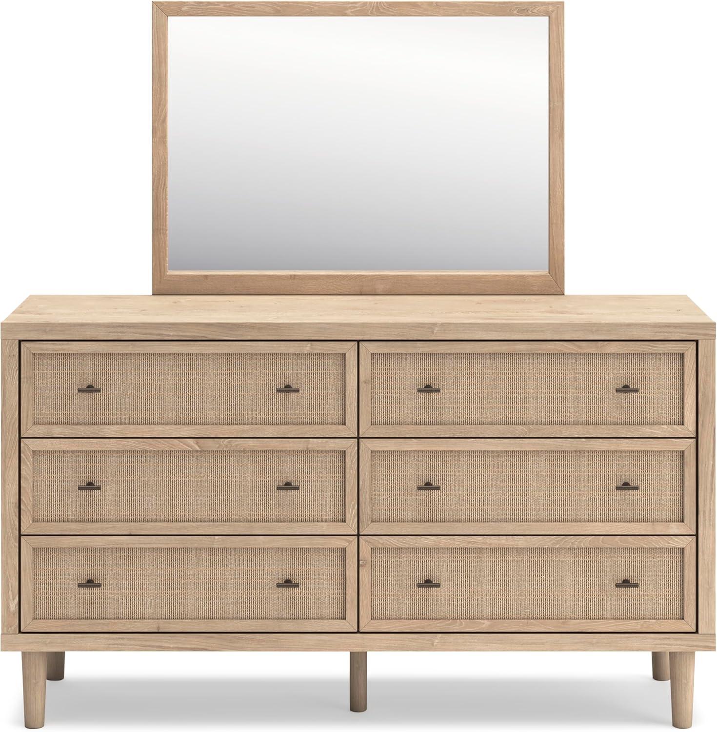 imageSignature Design by Ashley Cielden Coastal 6Drawer Dresser BronzeTone Knobs Safety Stop Textured Cane Details 6201quot W x 1965quot D x 3567quot H Light BrownLight Brown