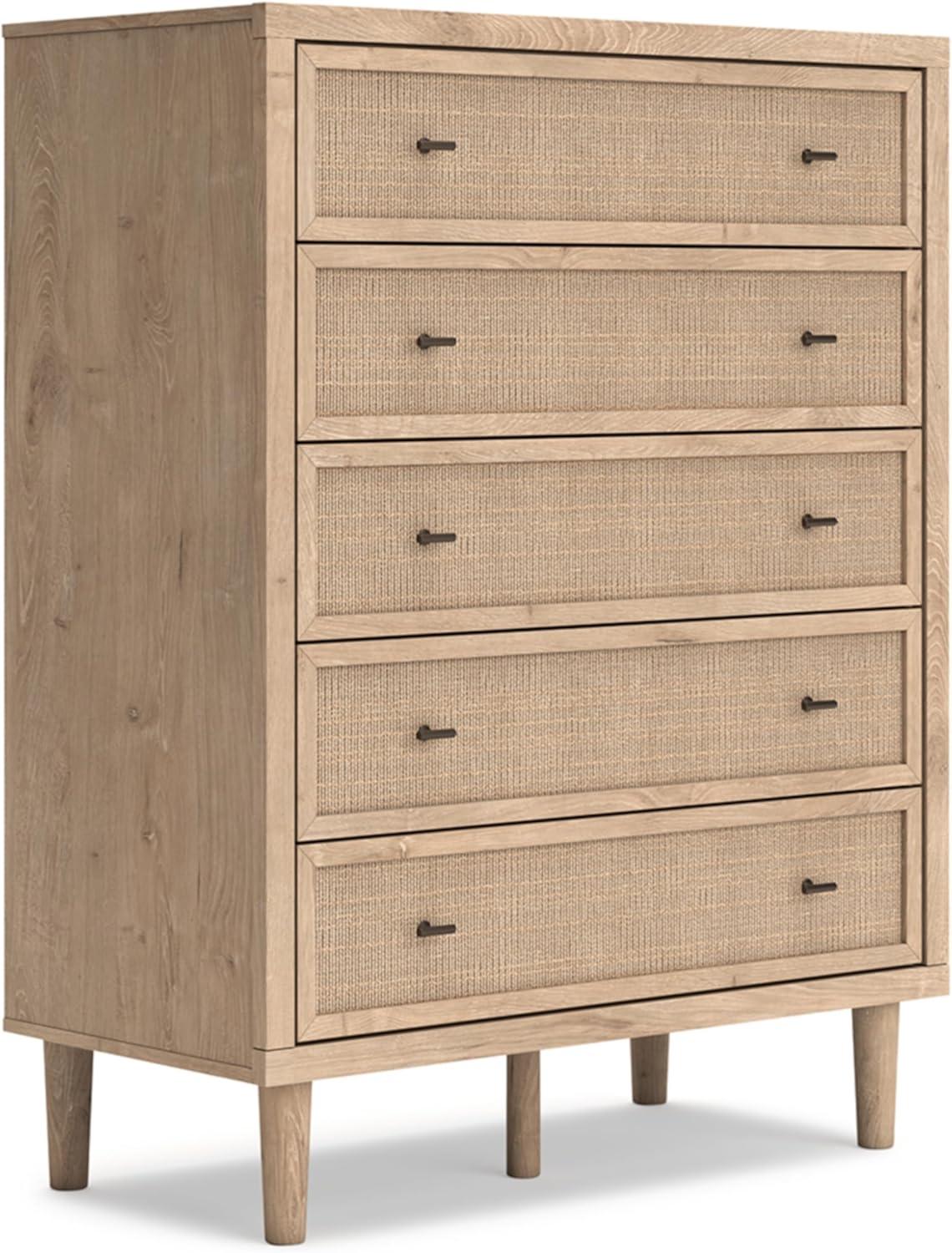 imageSignature Design by Ashley Cielden Coastal 6Drawer Dresser BronzeTone Knobs Safety Stop Textured Cane Details 6201quot W x 1965quot D x 3567quot H Light BrownLight Brown