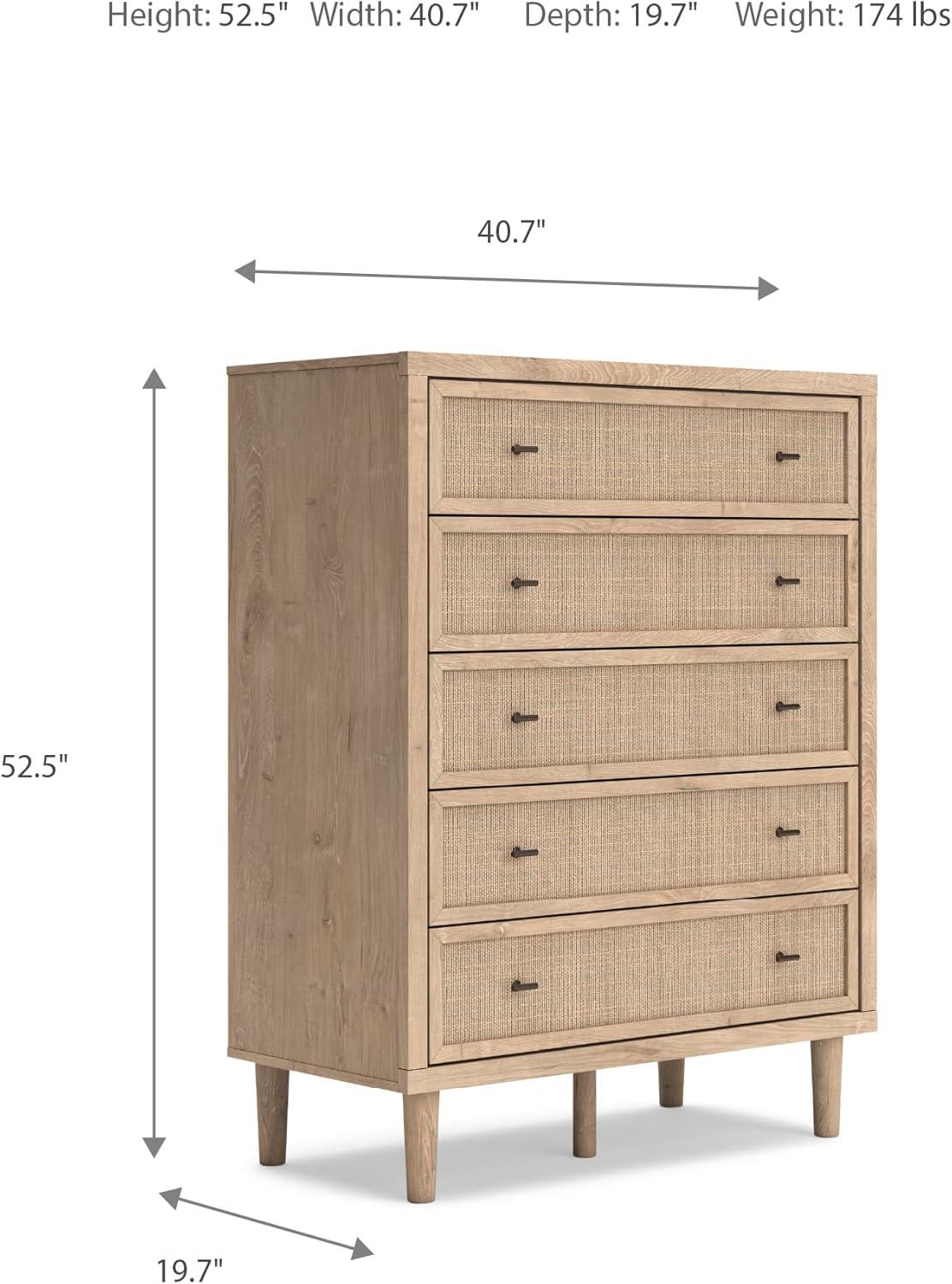imageSignature Design by Ashley Cielden Coastal 6Drawer Dresser BronzeTone Knobs Safety Stop Textured Cane Details 6201quot W x 1965quot D x 3567quot H Light BrownLight Brown