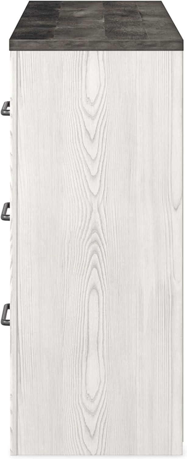 imageSignature Design by Ashley Cottonburg Modern Six Drawer Dresser with Faux Marble Top Light GrayWhite