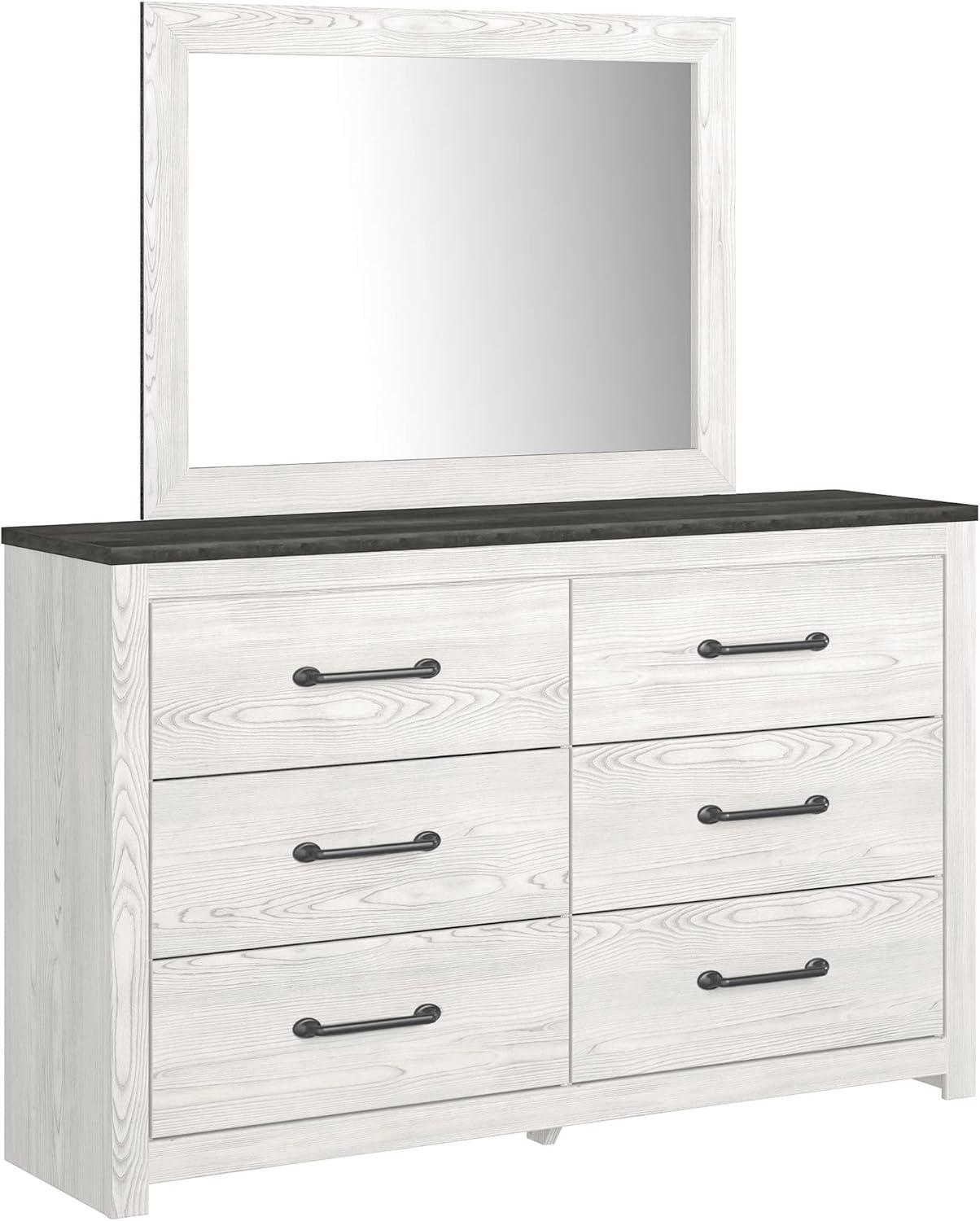 imageSignature Design by Ashley Cottonburg Modern Six Drawer Dresser with Faux Marble Top Light GrayWhite