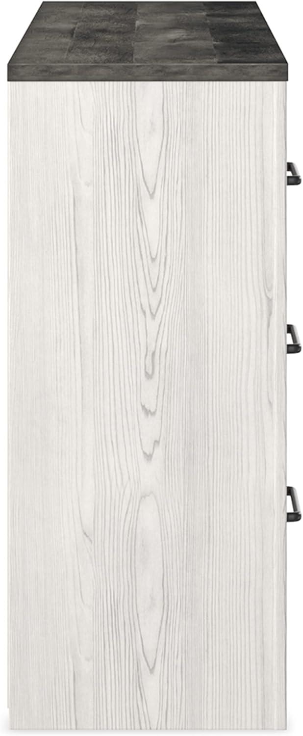 imageSignature Design by Ashley Cottonburg Modern Six Drawer Dresser with Faux Marble Top Light GrayWhite