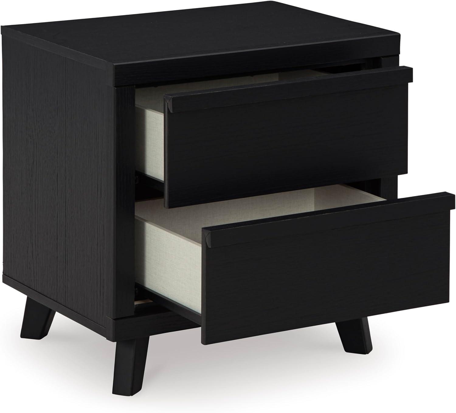 imageSignature Design by Ashley Danziar Modern 2 Drawer Nightstand with Wireless Charging and USB Ports 2437quot Tall Black