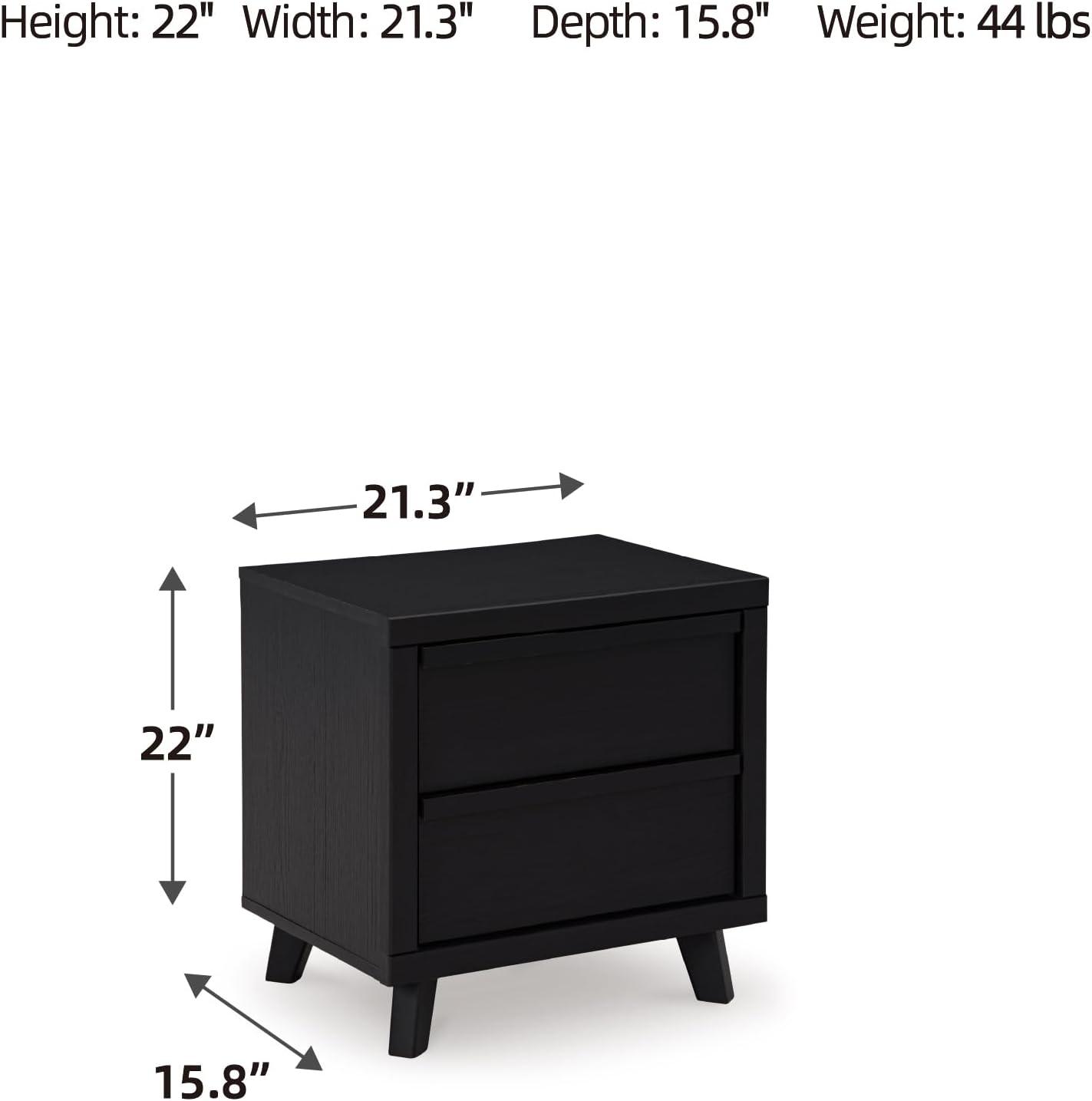 imageSignature Design by Ashley Danziar Modern 2 Drawer Nightstand with Wireless Charging and USB Ports 2437quot Tall Black