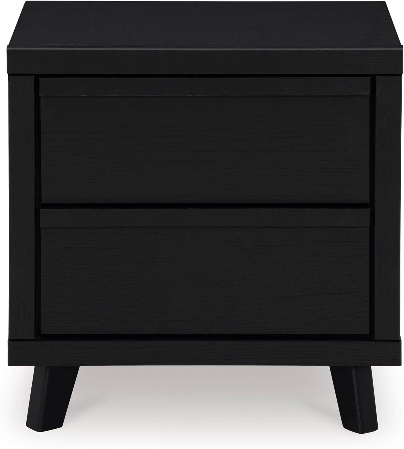 imageSignature Design by Ashley Danziar Modern 2 Drawer Nightstand with Wireless Charging and USB Ports 2437quot Tall Black
