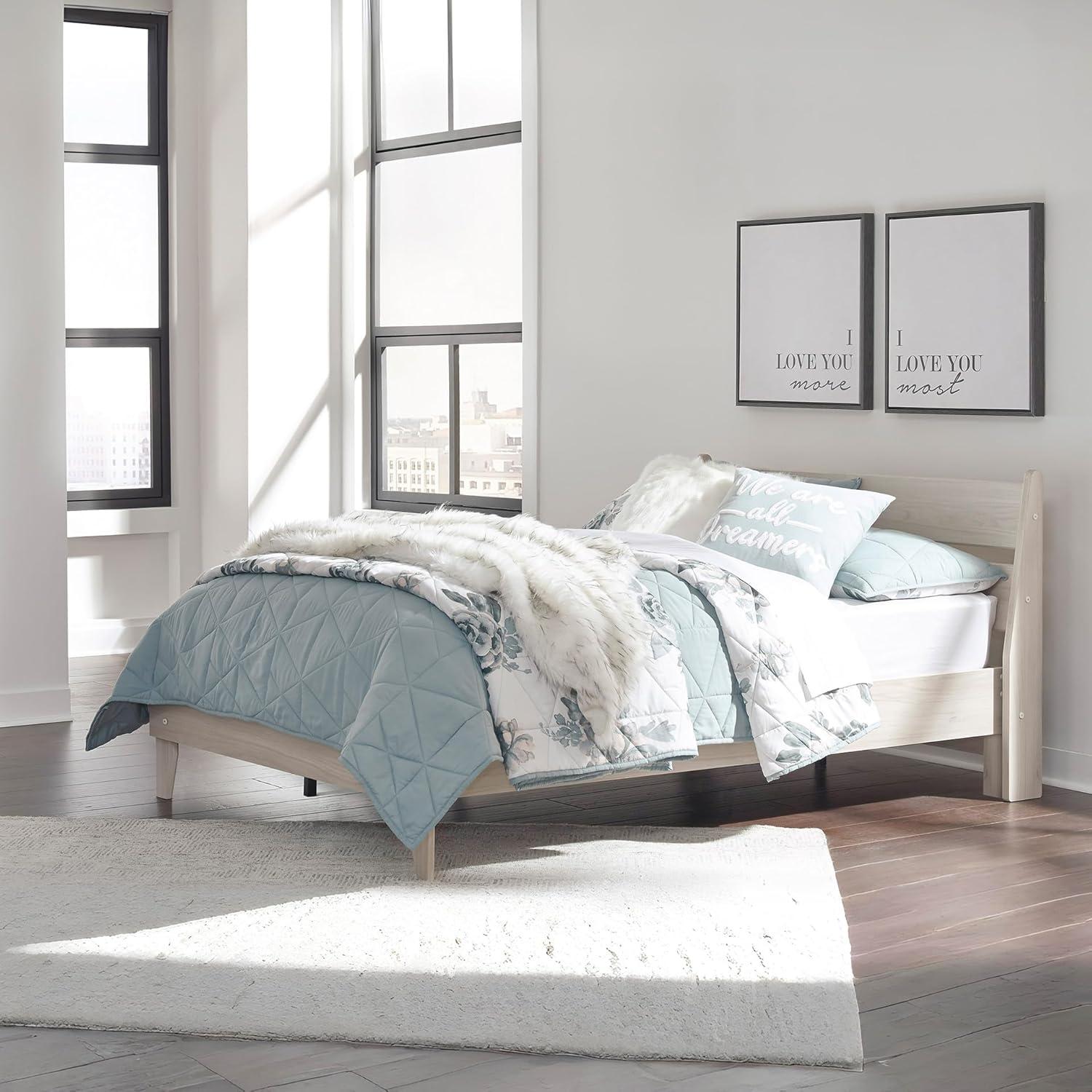 imageSignature Design by Ashley Deanlow MidCentury Modern Full Bookcase Storage Floor Bed No Foundation or Box Spring Needed Wood 26quot High Light BrownNatural