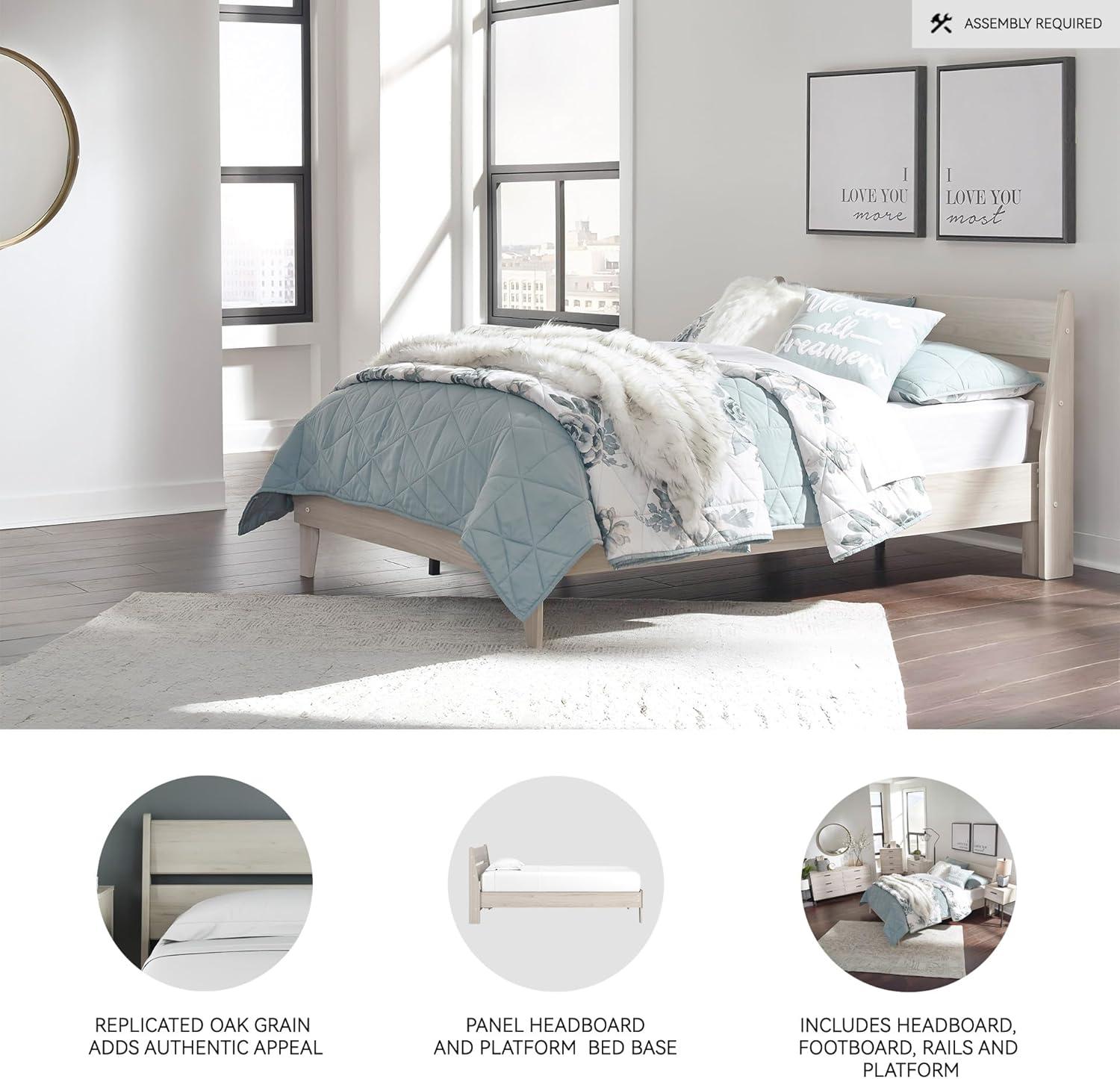 imageSignature Design by Ashley Deanlow MidCentury Modern Full Bookcase Storage Floor Bed No Foundation or Box Spring Needed Wood 26quot High Light BrownNatural