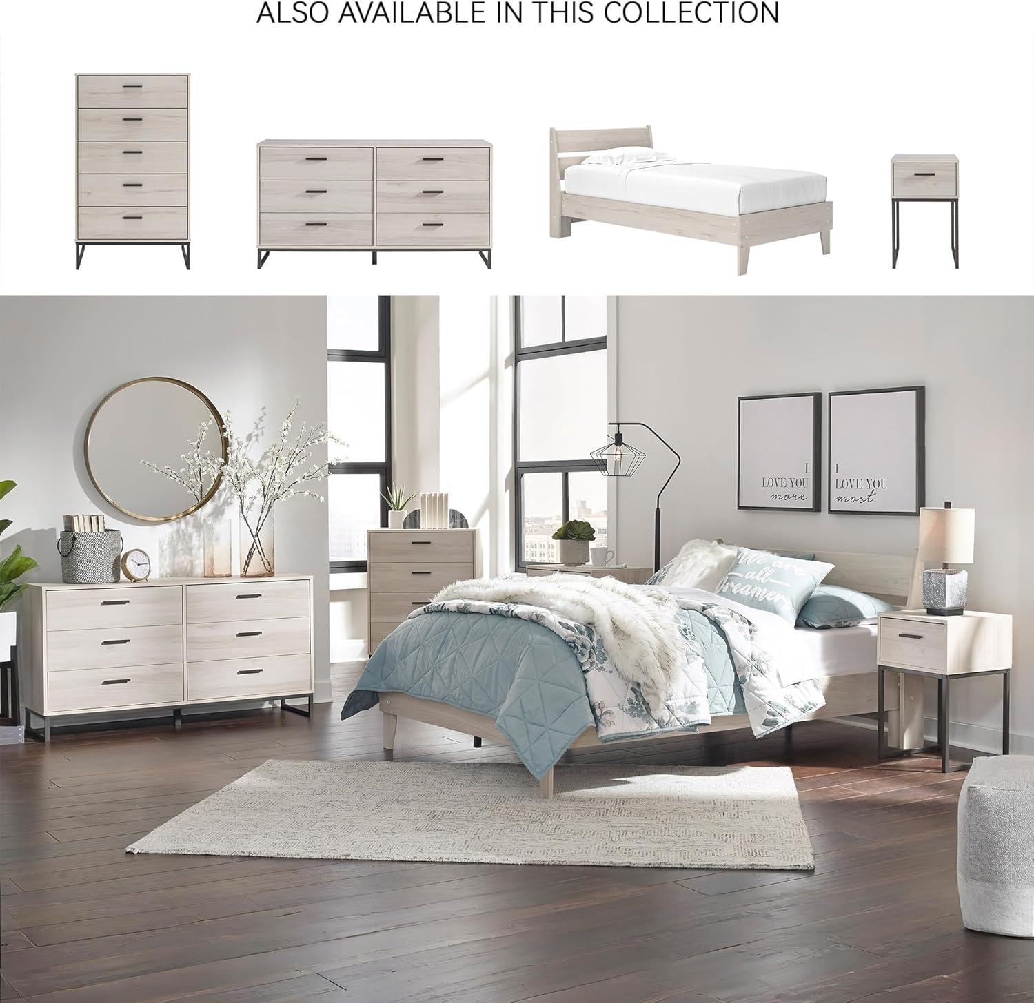 imageSignature Design by Ashley Deanlow MidCentury Modern Full Bookcase Storage Floor Bed No Foundation or Box Spring Needed Wood 26quot High Light BrownNatural