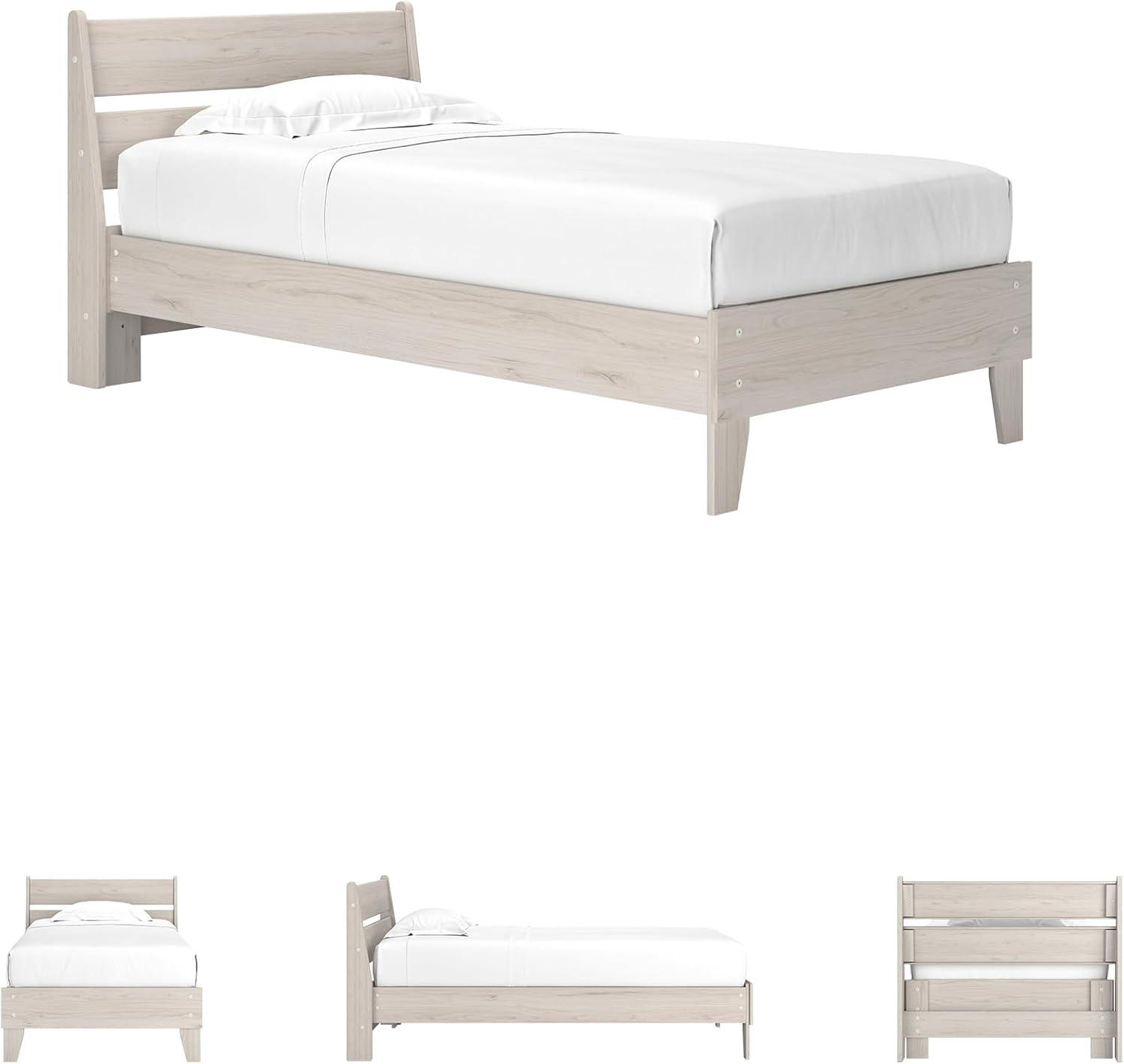 imageSignature Design by Ashley Deanlow MidCentury Modern Full Bookcase Storage Floor Bed No Foundation or Box Spring Needed Wood 26quot High Light BrownNatural