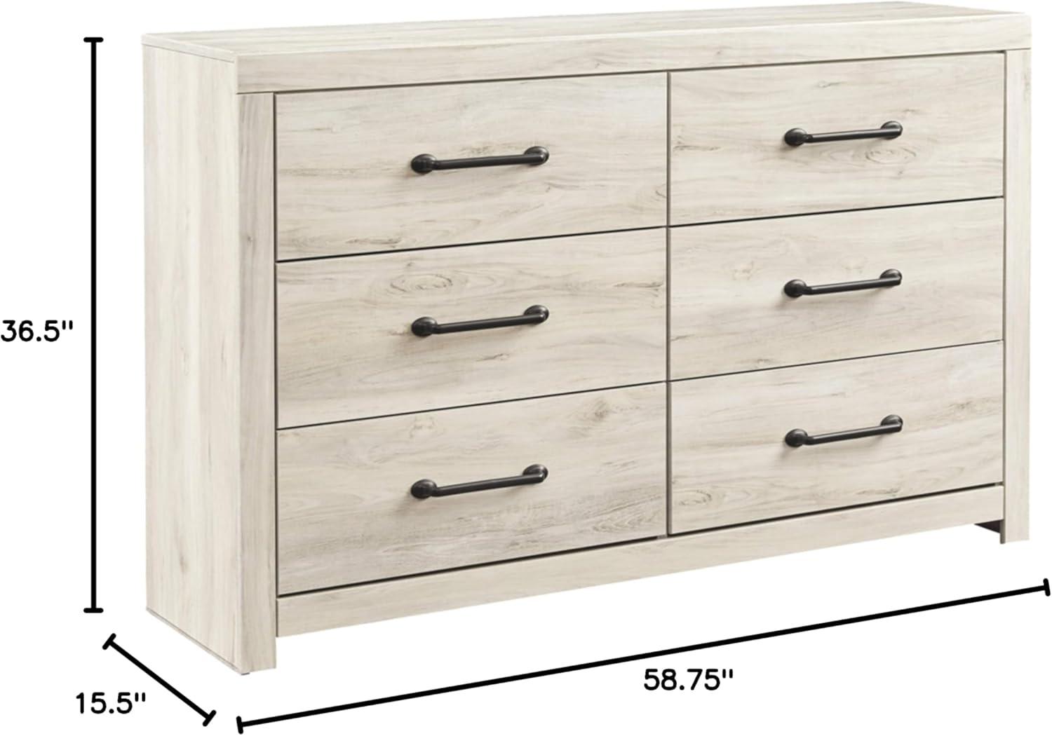 imageSignature Design by Ashley Drystan 6 Drawer Dresser Largescale Hardware Smoothgliding Drawers Wood 587quot W x 1531quot D x 3646quot H Weatherworn BrownWhitewash